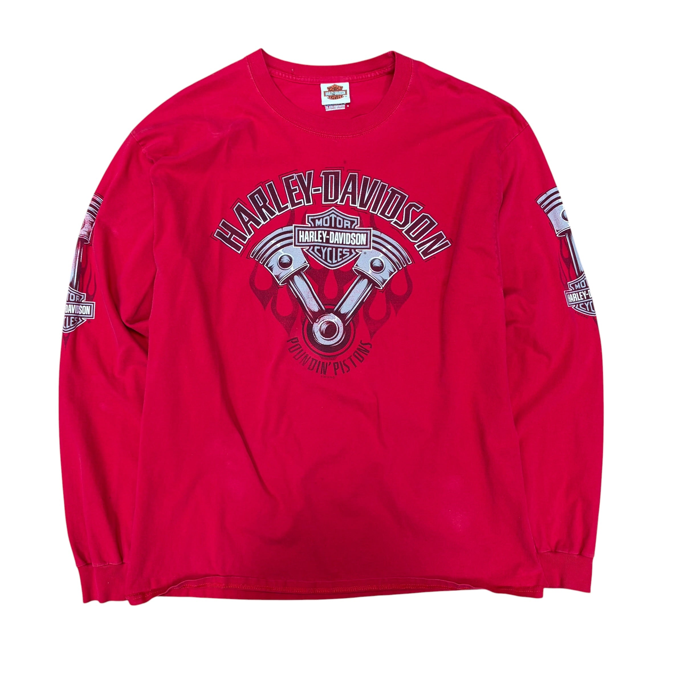Vintage Harley Davidson Cancun Mexico “Poundin’ Pistons” Longsleeve Red