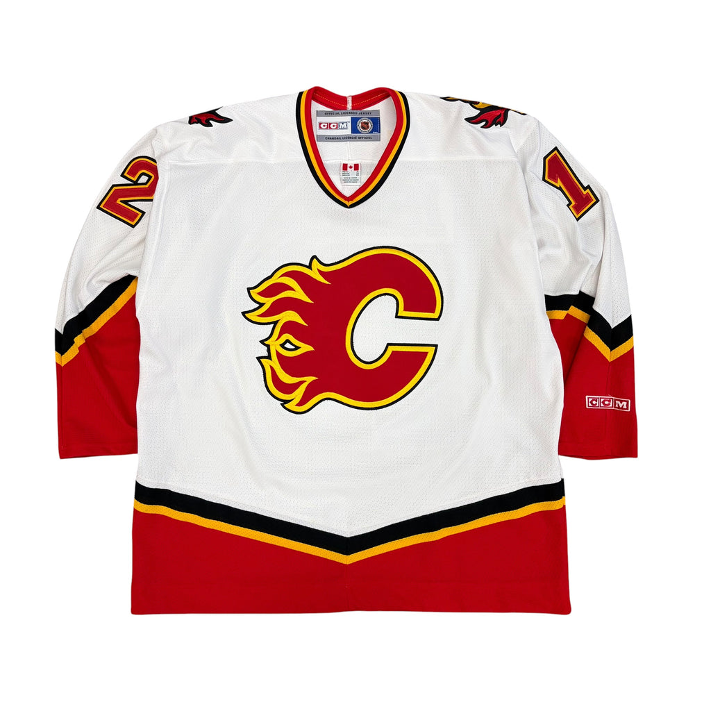 Vintage CCM NHL Calgary Flames Jerome Iginla Away Jersey White