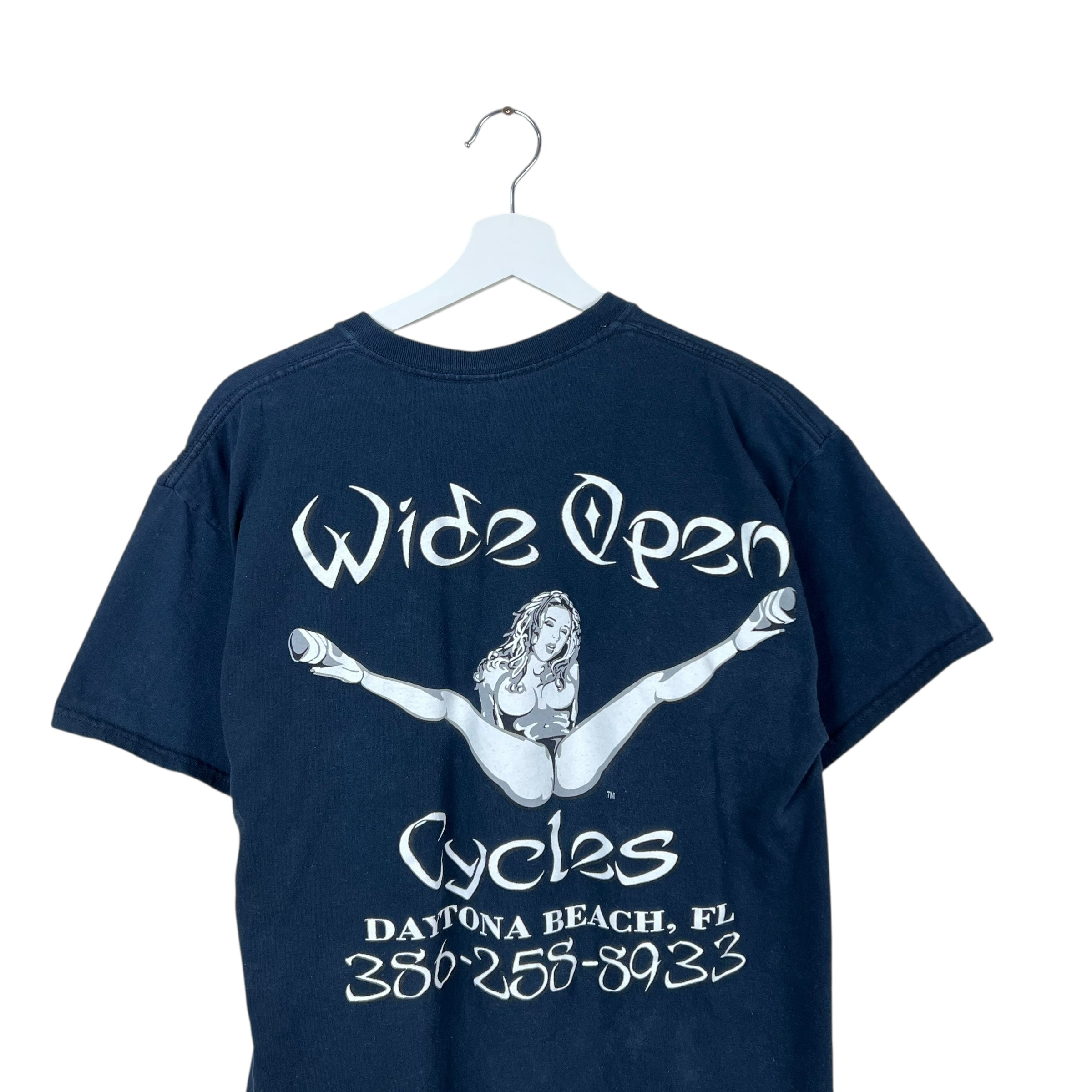 Vintage Wide Open Cycles Woman Promo Tee Black