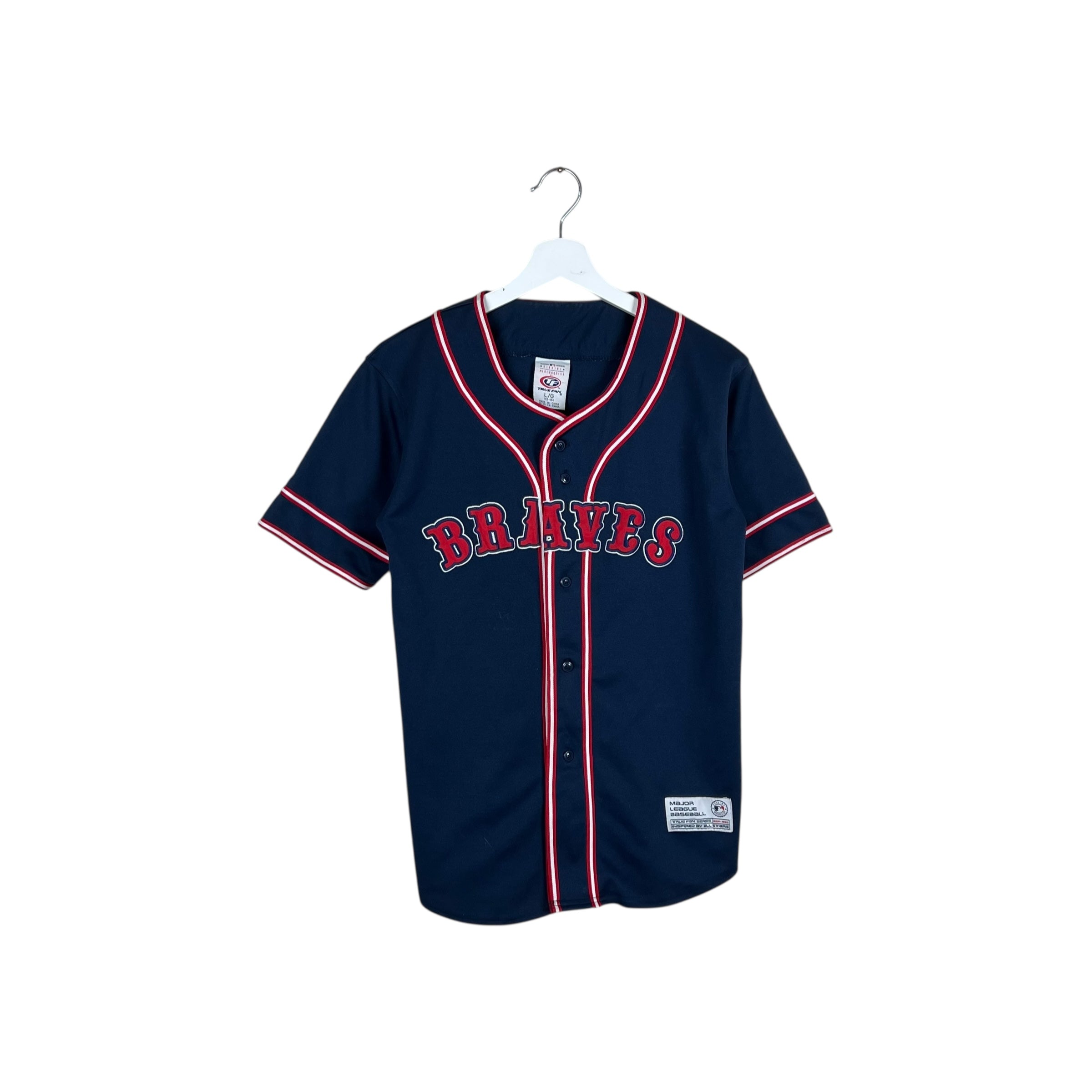 Vintage True Fan Youth Atlanta Braves Blank Throwback Jersey Navy