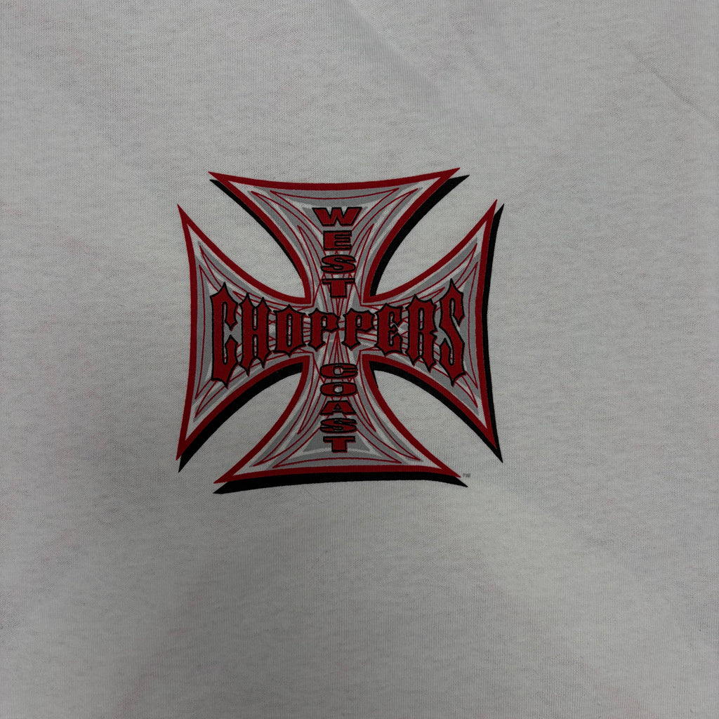Vintage West Coast Choppers Long Beach CA Red Cross White