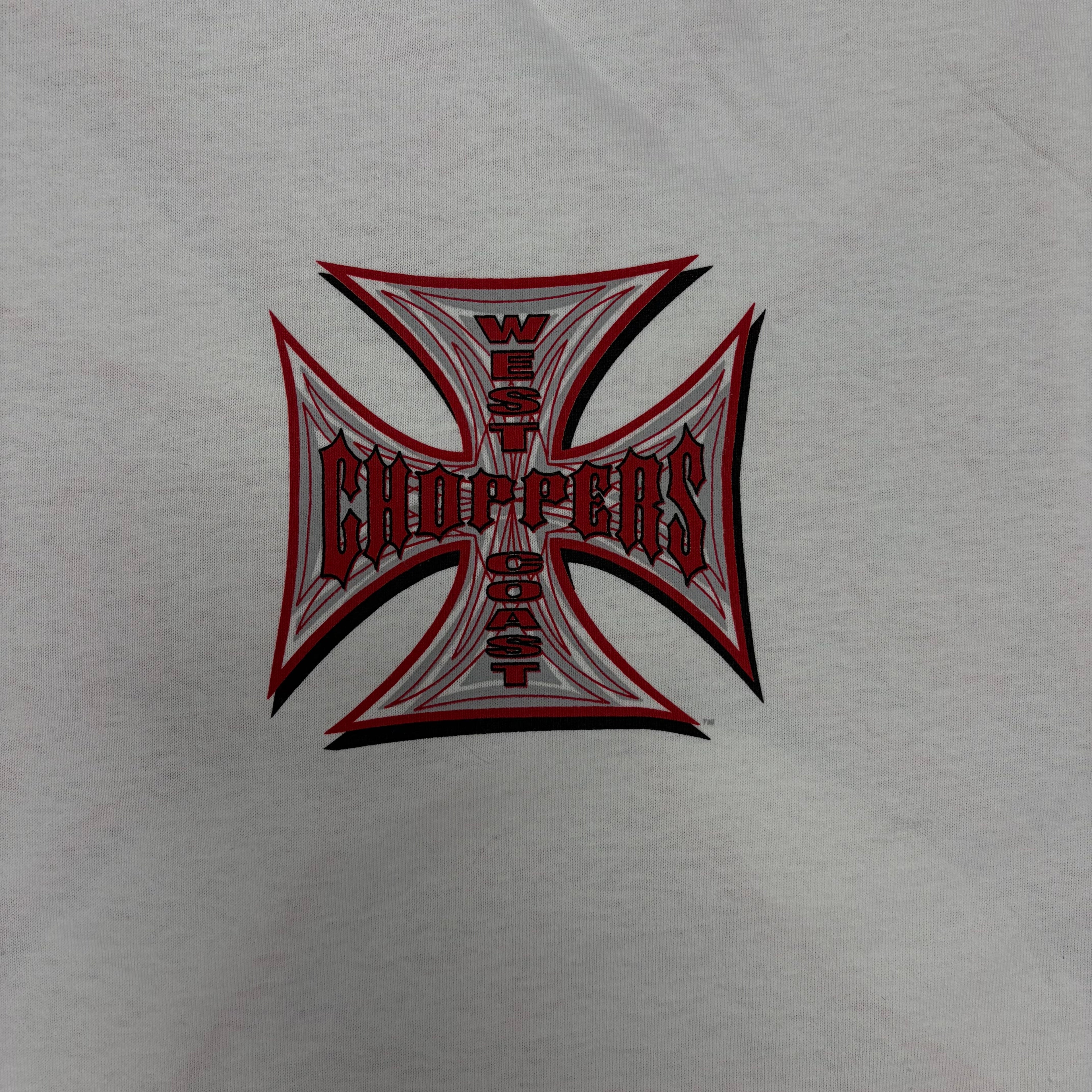 Vintage West Coast Choppers Long Beach CA Red Cross White
