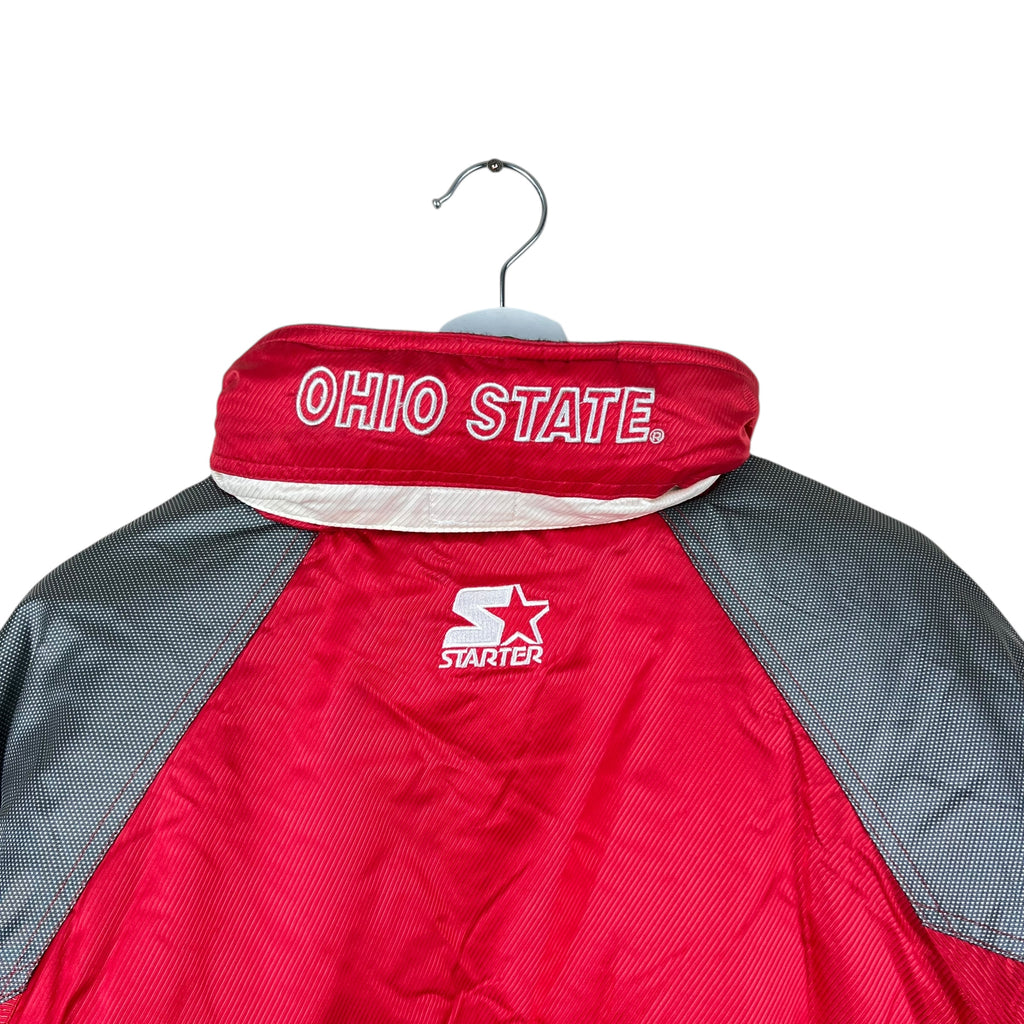 Vintage Starter Ohio State Kangaroo Pouch Puffer Jacket Red
