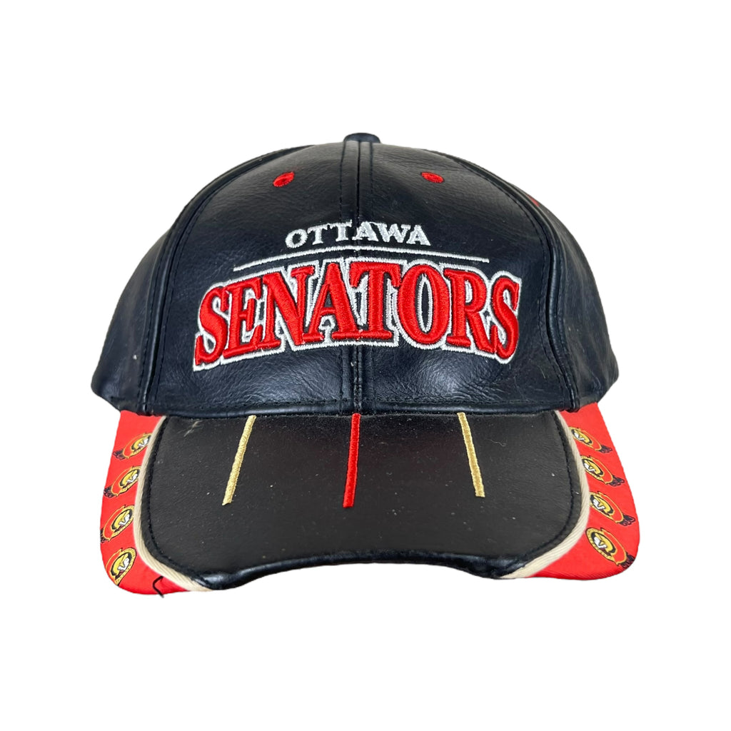 Vintage Ottawa Senators Embroidered Logo Leather StrapBack