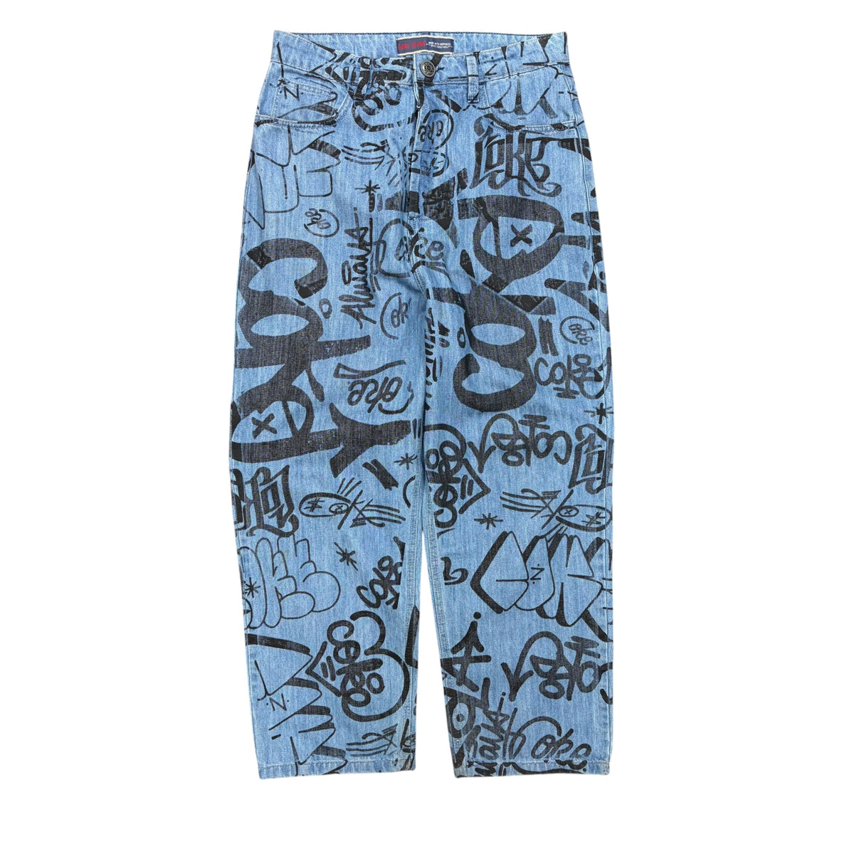 Vintage Coca-Cola Graffiti Print Relaxed Jeans