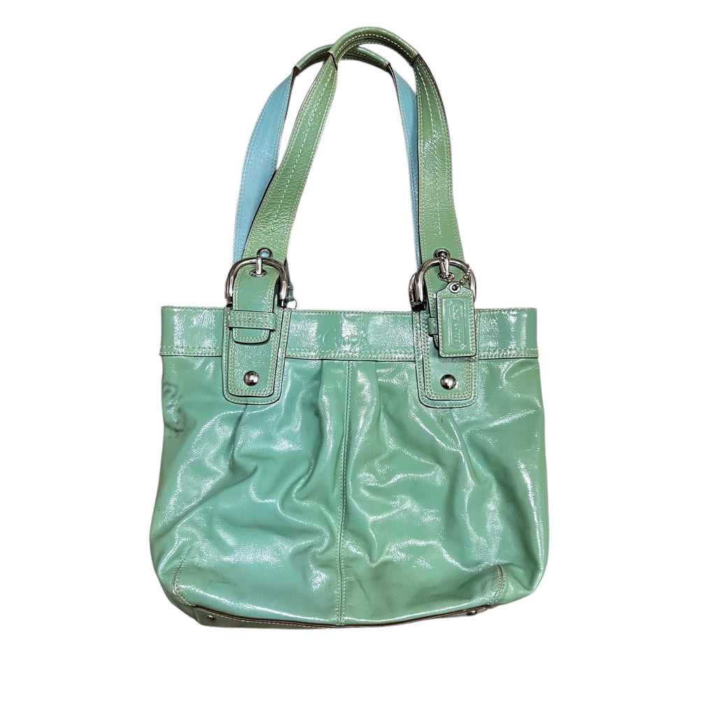 Coach Mineral Soho Pleat Patent Leather Bag Teal