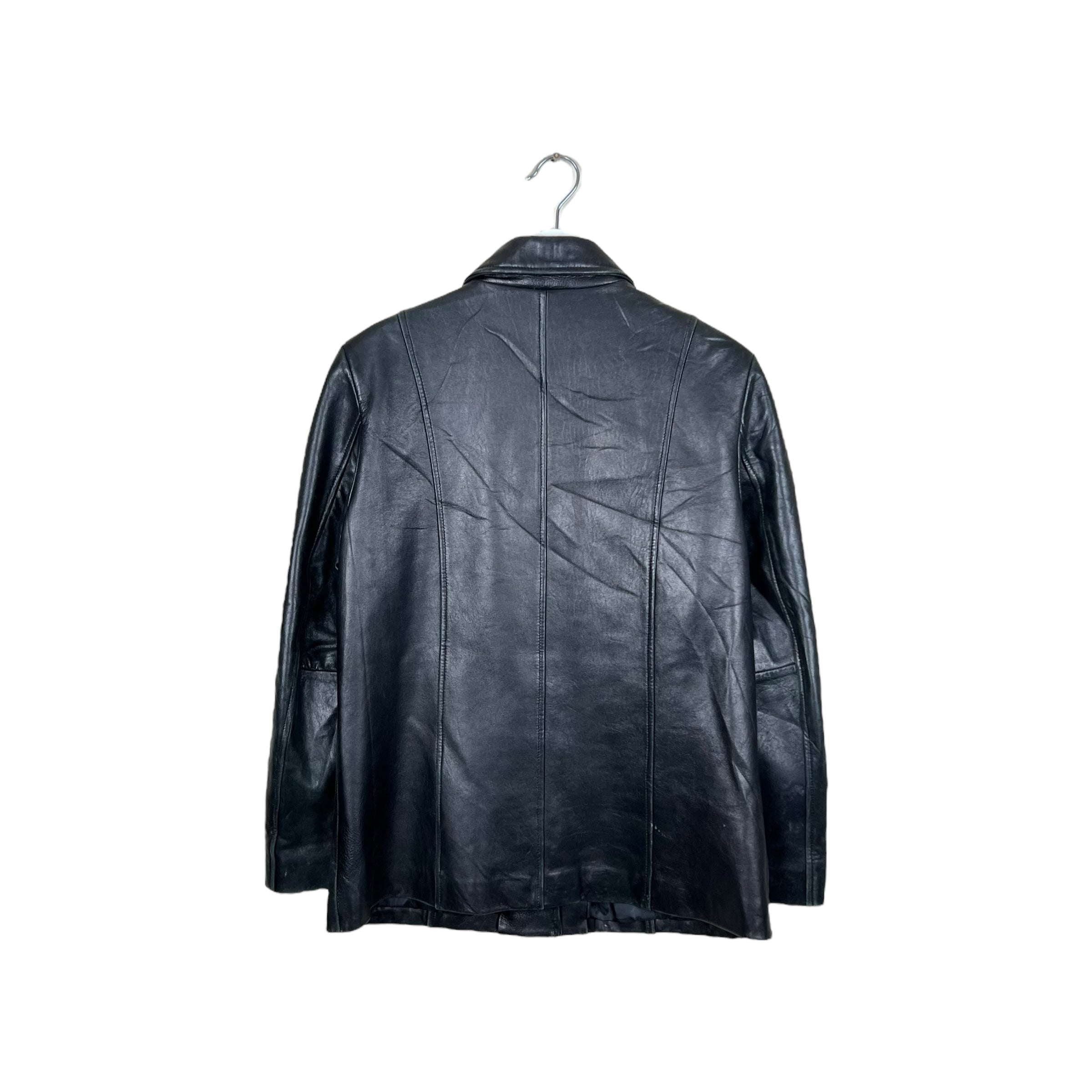 Vintage Petite Sophisticate Women’s Button Up Leather Jacket Black