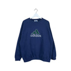 Vintage Adidas Embroidered Logo Crewneck Navy Blue