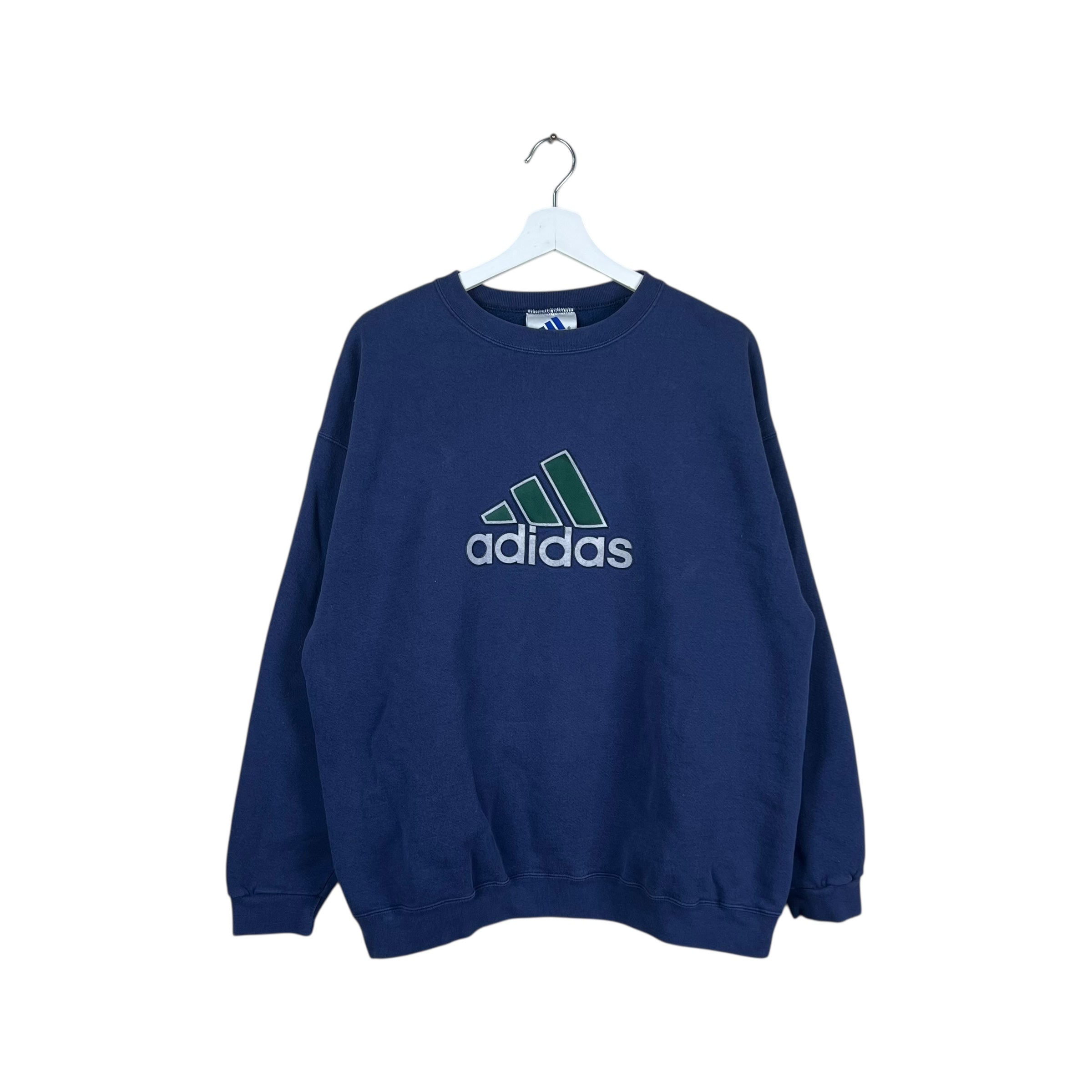 Vintage Adidas Embroidered Logo Crewneck Navy Blue