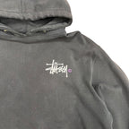 Vintage Stussy Logo Hoodie Distressed Black