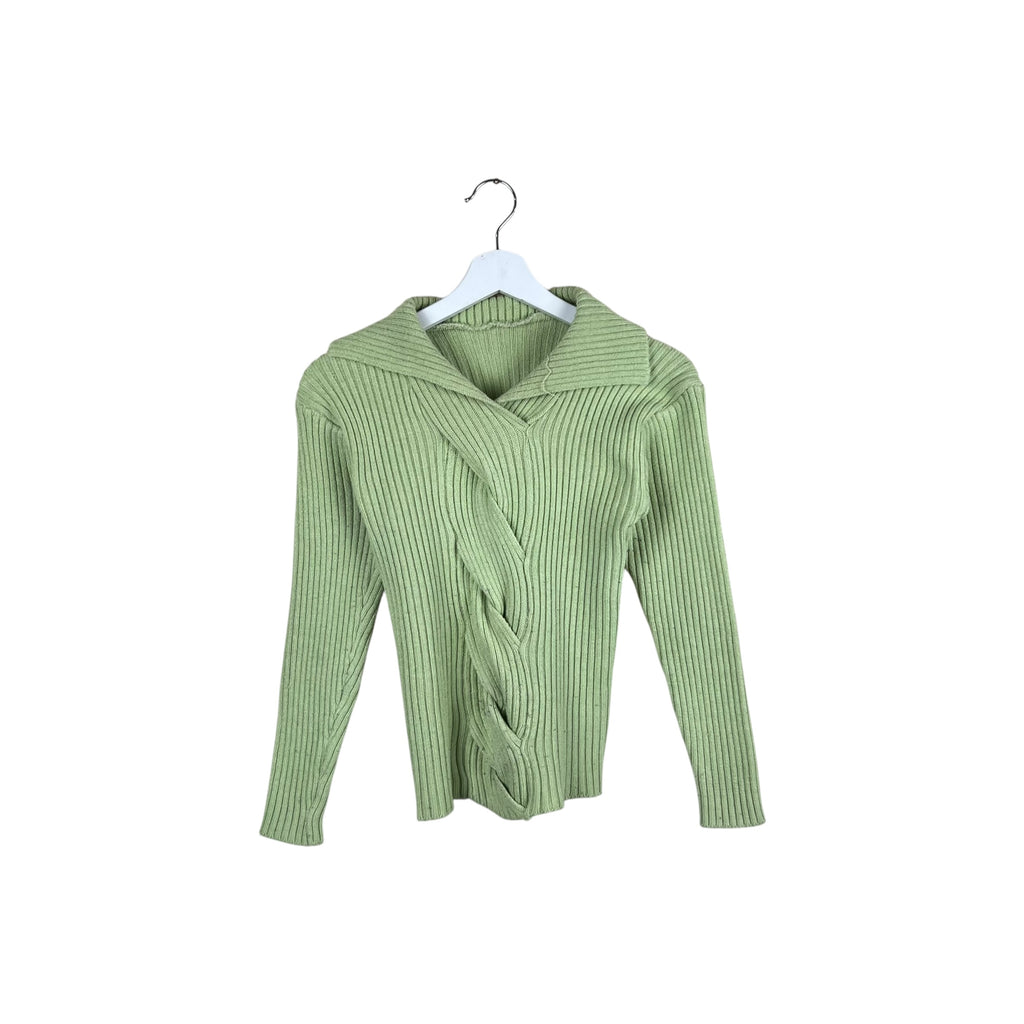 Vintage Women’s Braided Knit Top Light Green