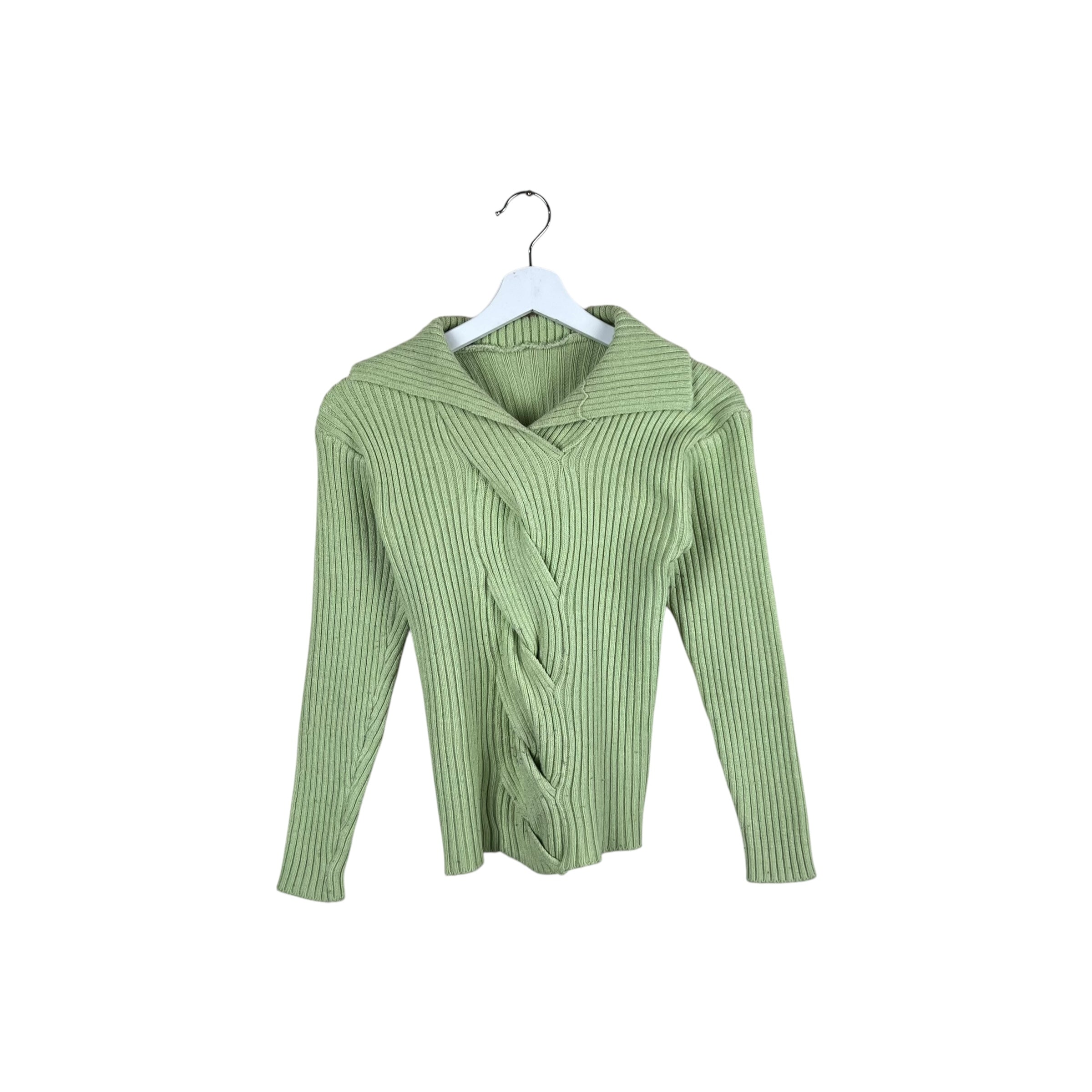 Vintage Women’s Braided Knit Top Light Green