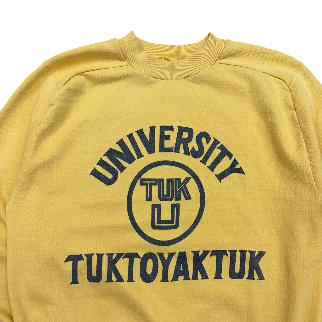 Vintage 60’s Stanfield University of Tuktoyaktuk Crewneck Pale Yellow