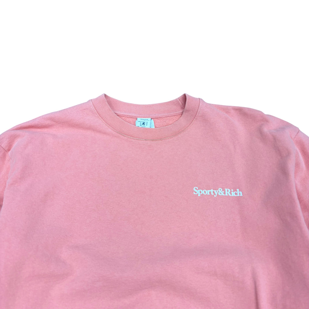 Sporty & Rich “Health & Wellness” Logo Crewneck Coral
