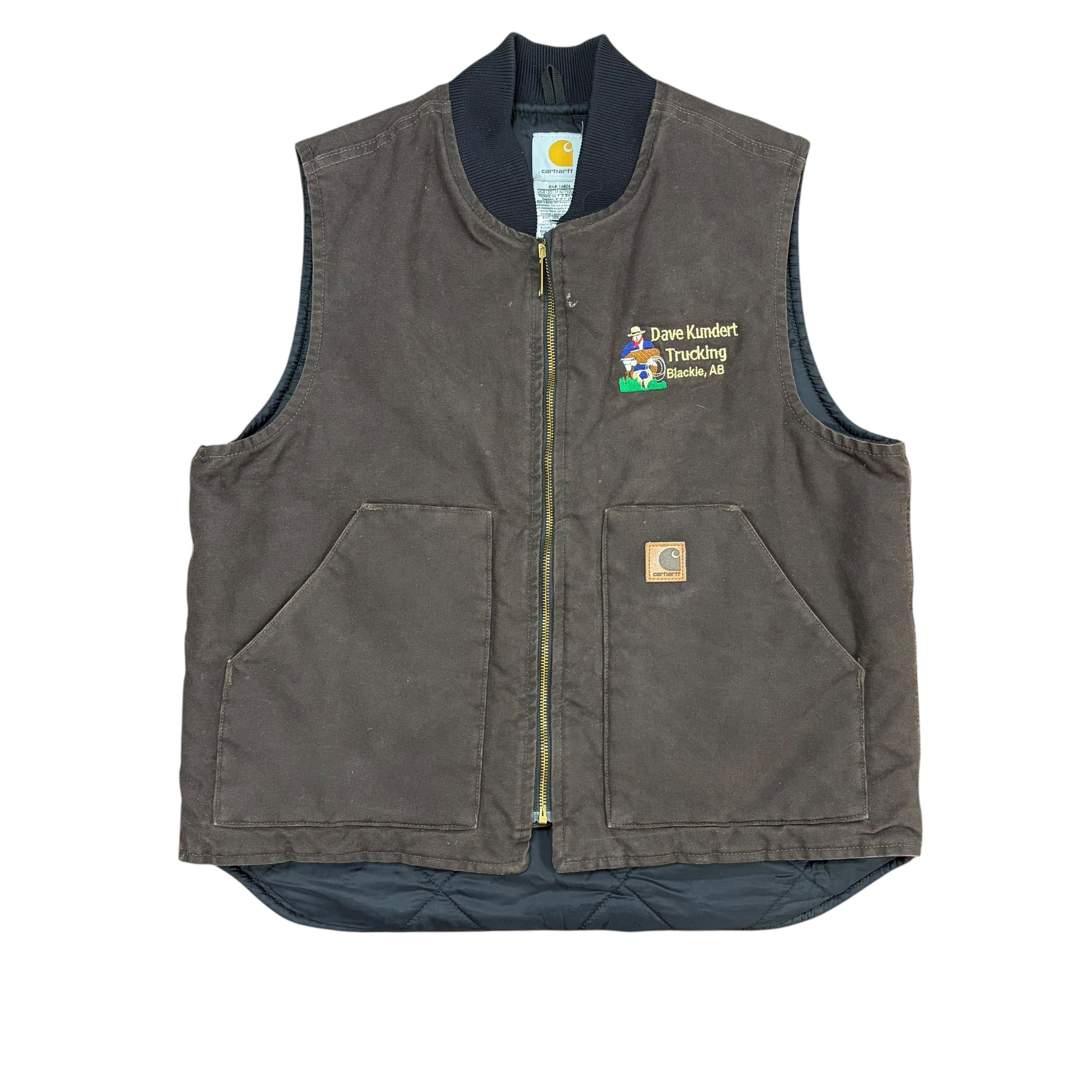 Vintage Carhartt Quilt Lined Canvas Vest Brown