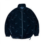 We11done Velour Repeat Logo Jacket Black