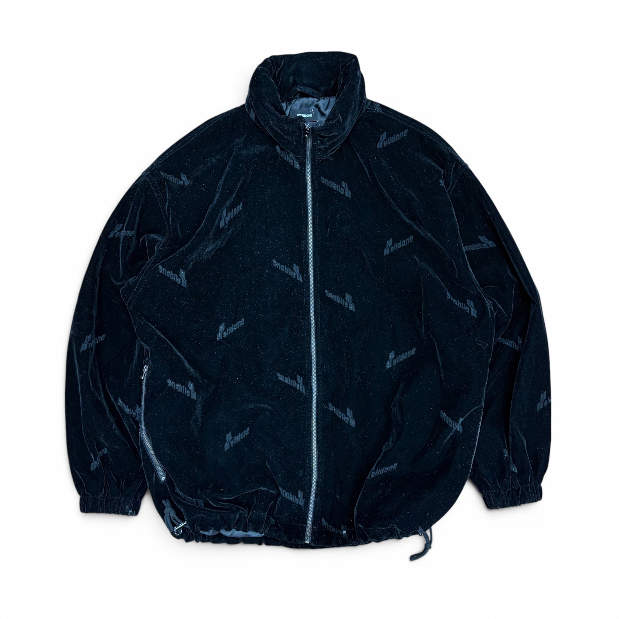 We11done Velour Repeat Logo Jacket Black