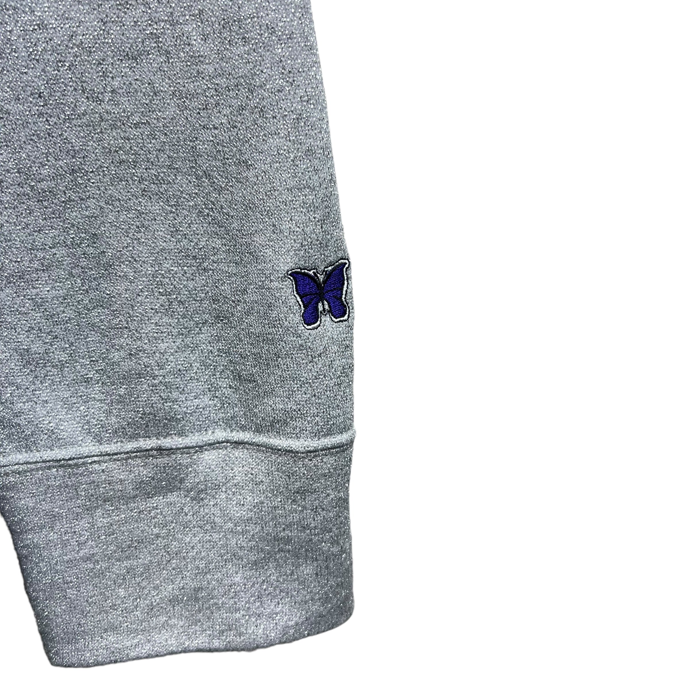 Needles Butterfly Logo Glitter Hoodie Grey
