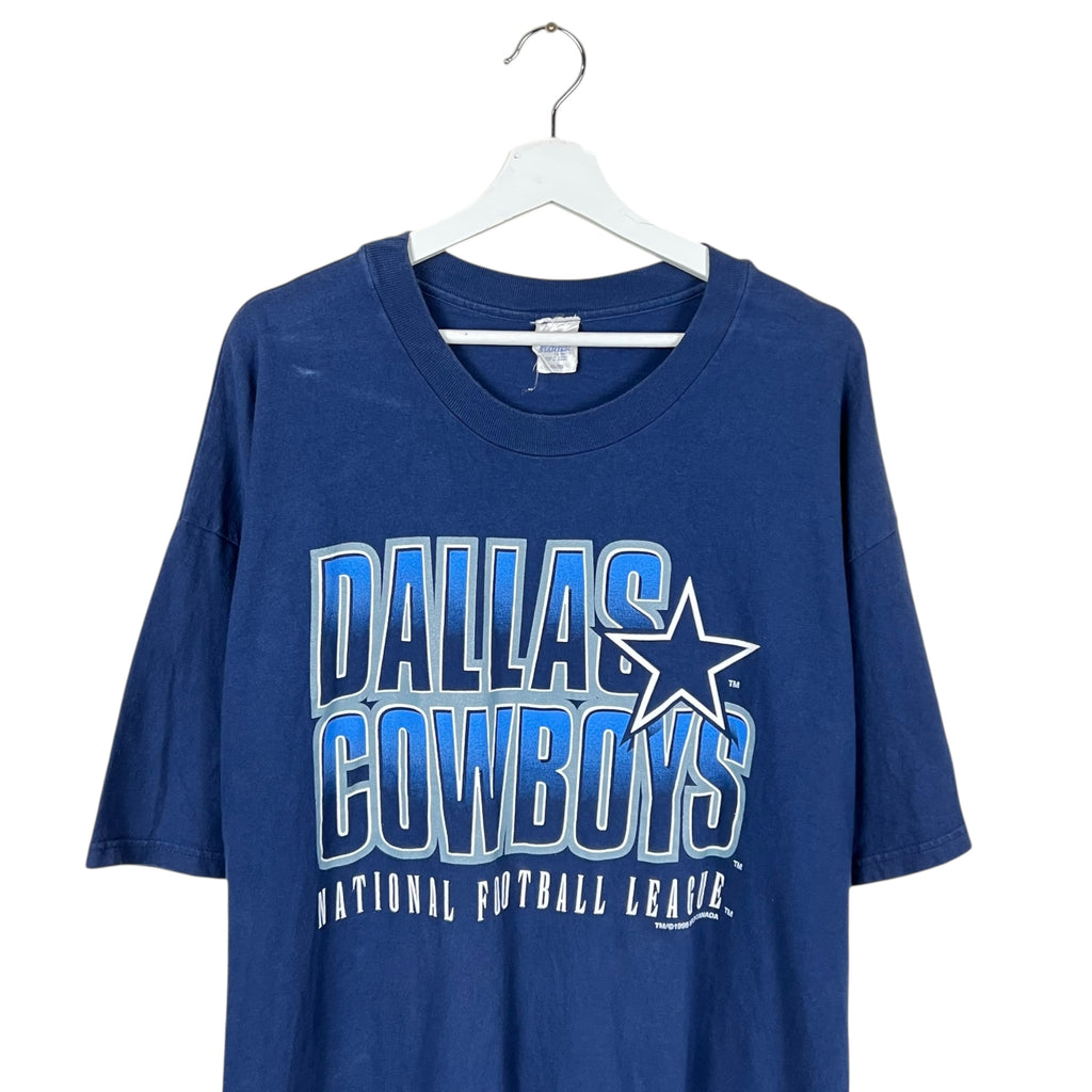 1998 Starter NFL Dallas Cowboys Spellout Logo Tee Navy