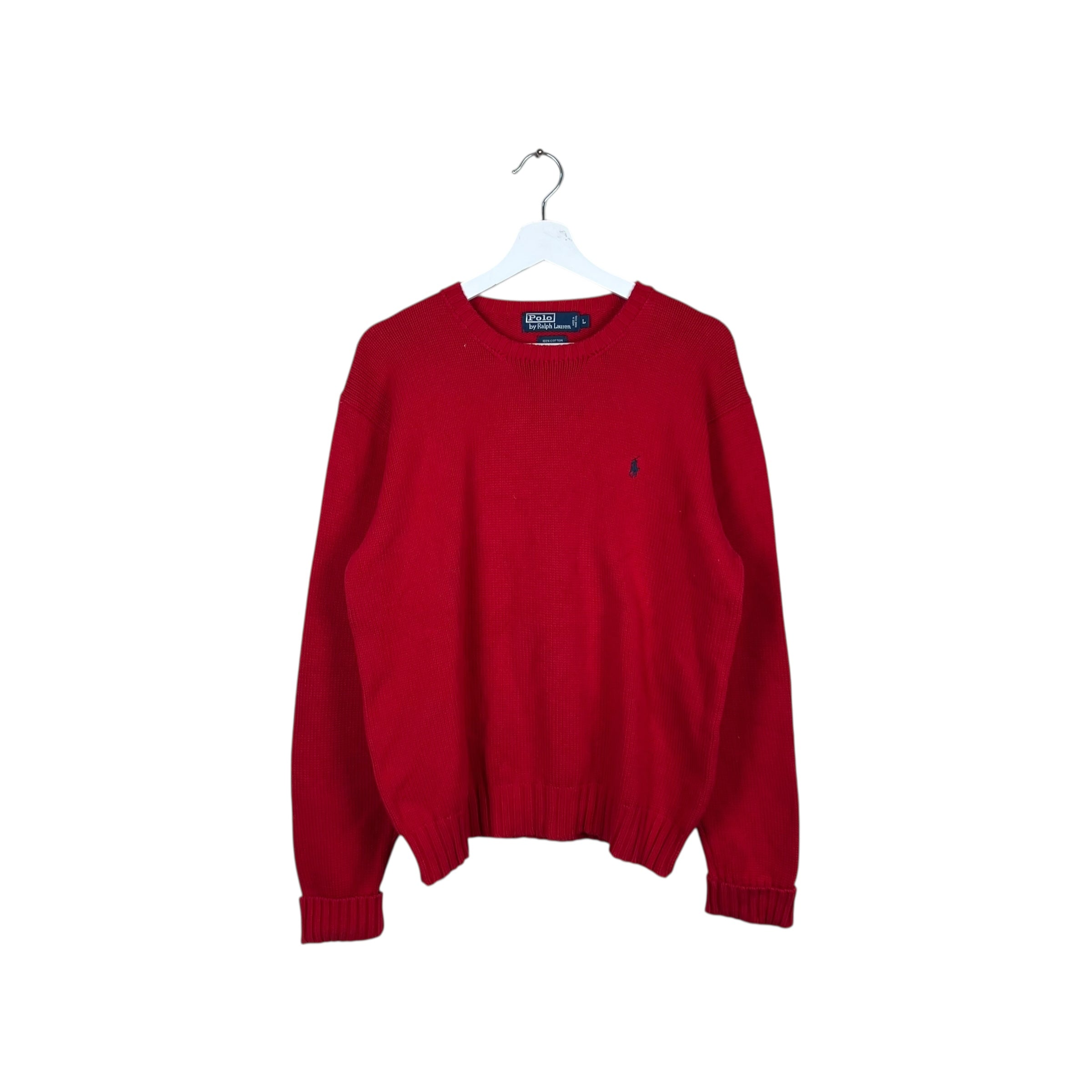 Vintage Polo By Ralph Lauren Embroidered Logo Knit Fire Red