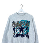 1992 Trench NFL Dallas Cowboys World Champions Crewneck Soft Grey
