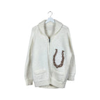 Vintage Horseshoe Design Cowichan Cream White