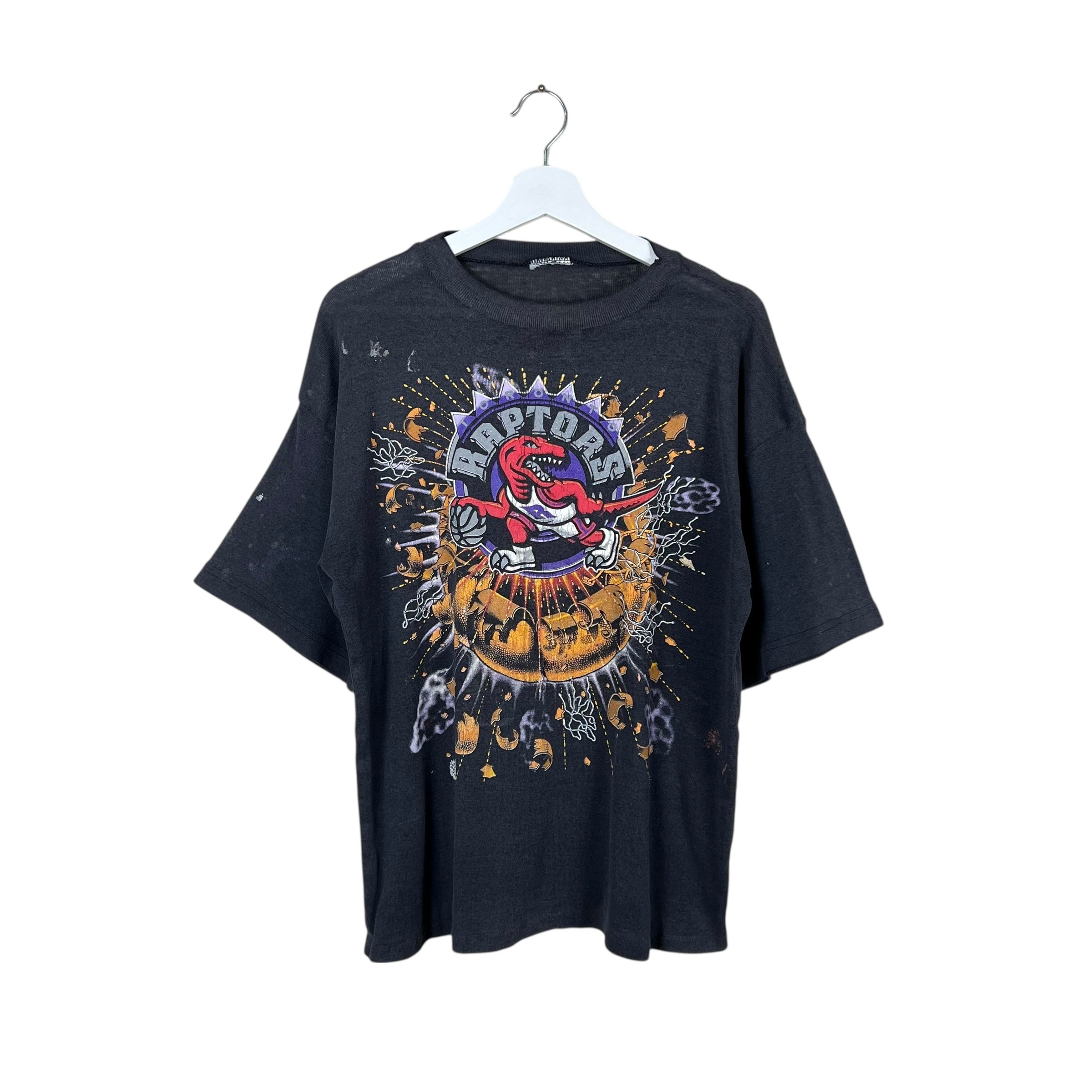 Vintage Ravens Athletic NBA Toronto Raptors Exploding Basketball Logo Tee Black