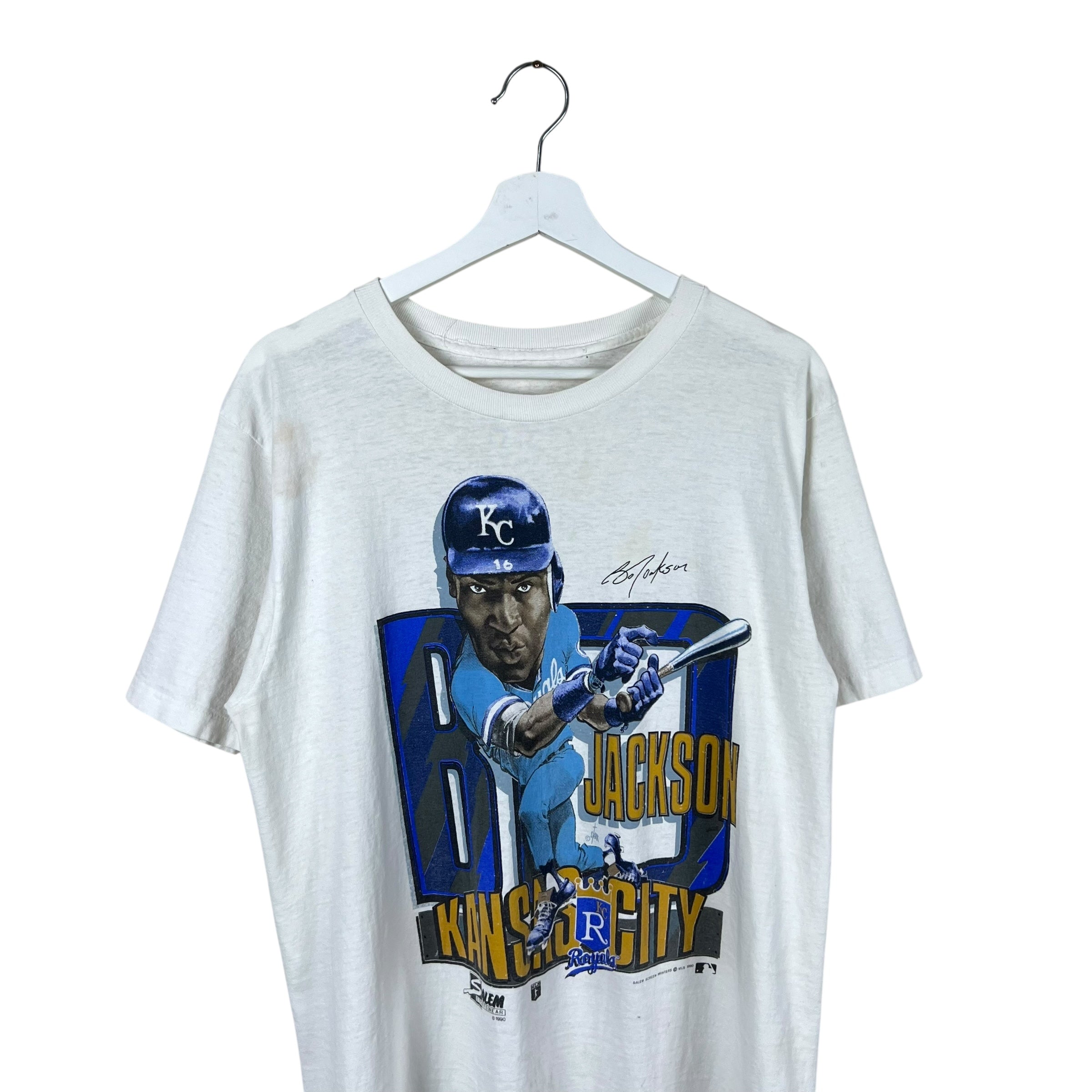1990 Salem MLB Kansas City Royals Bo Jackson Character Tee White
