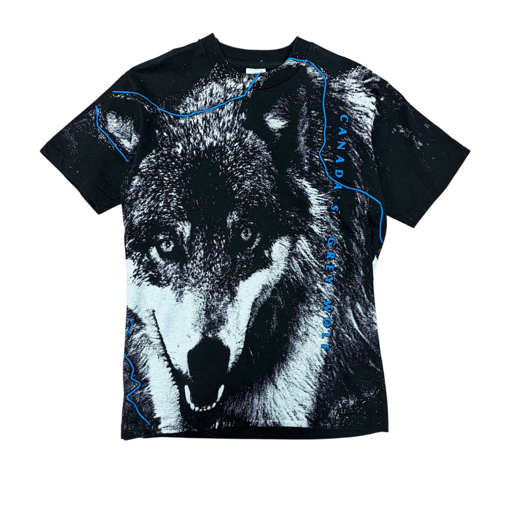 Vintage Nature “Canada’s Grey Wolf” AOP Tee Black