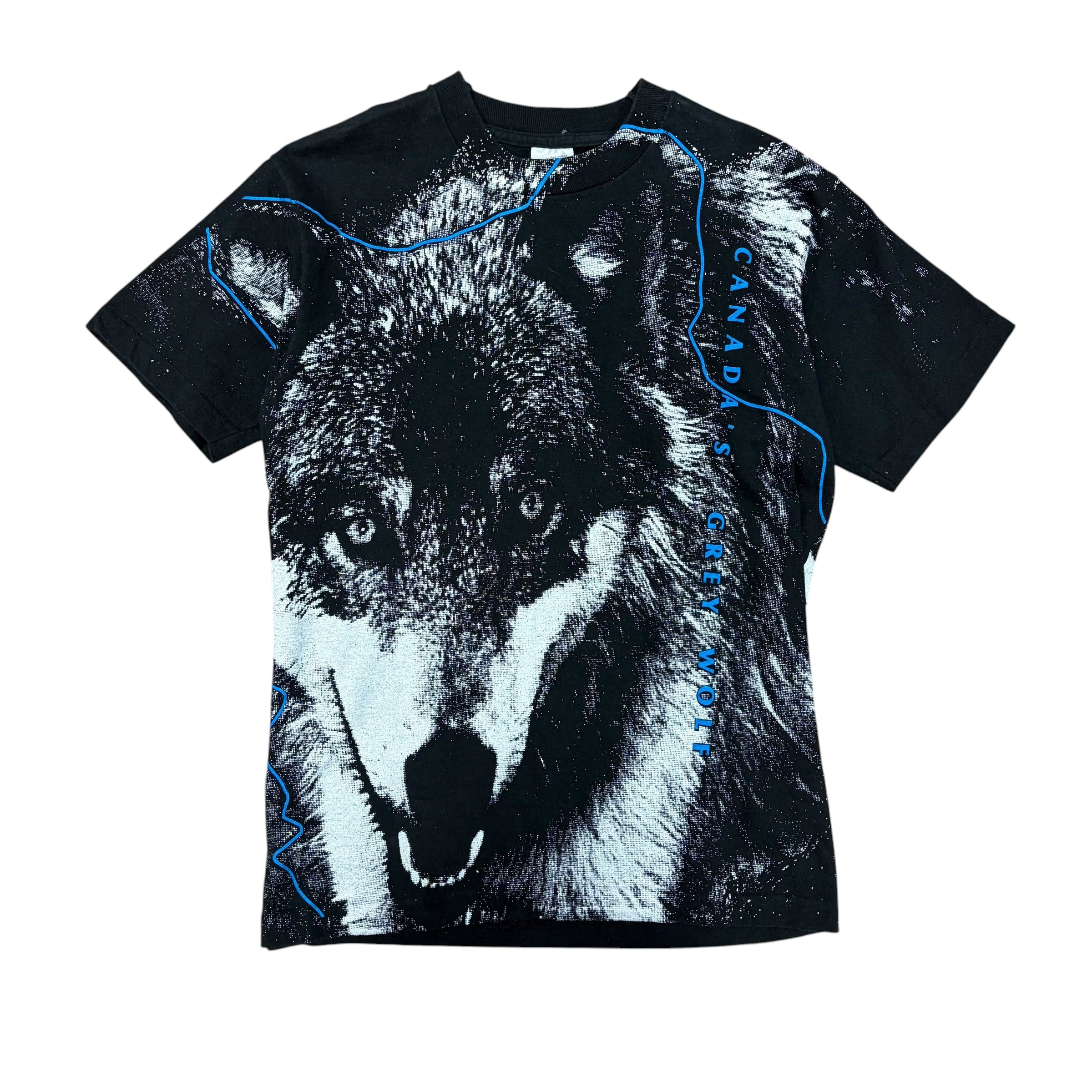 Vintage Nature “Canada’s Grey Wolf” AOP Tee Black