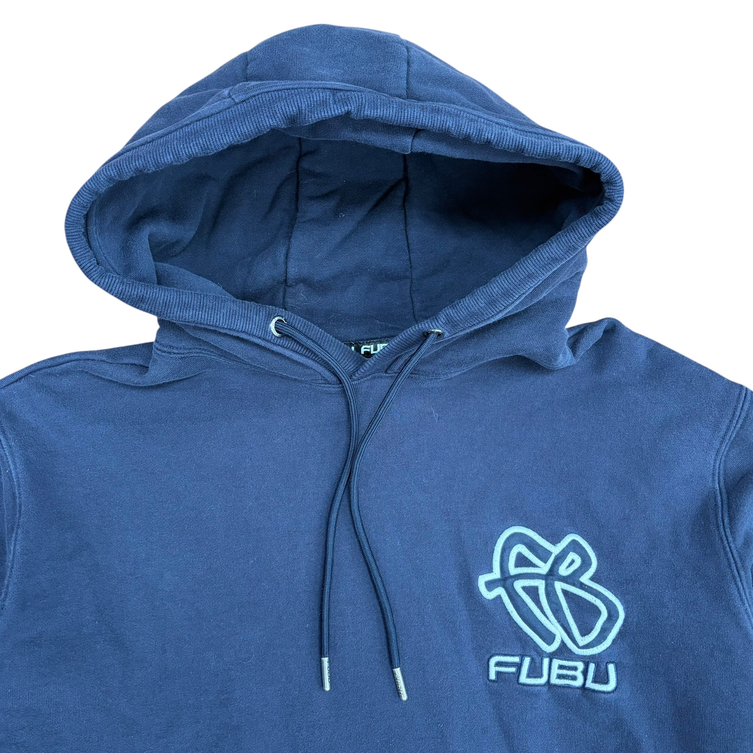 Vintage Fubu Embroidered Logo Hoodie Navy