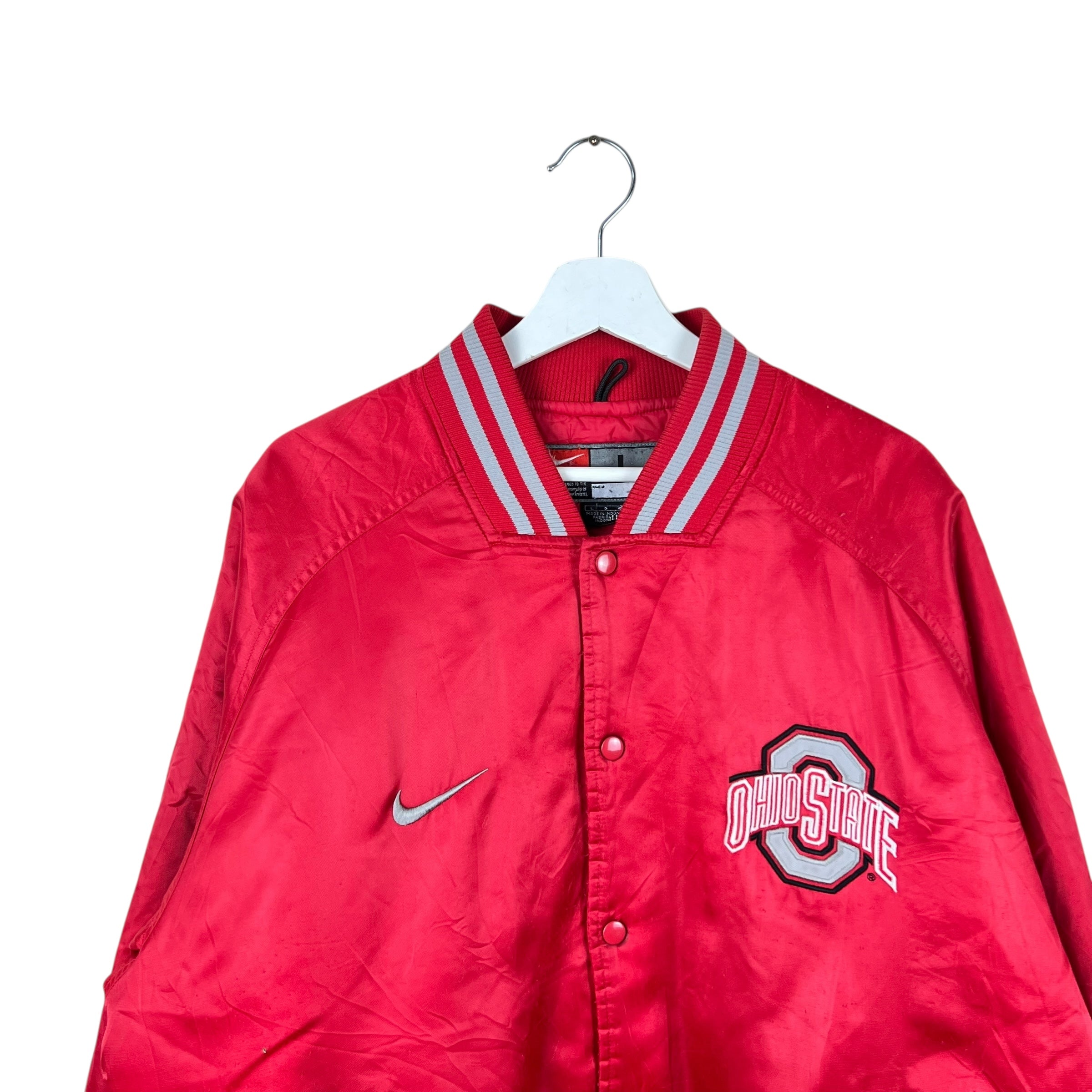Vintage 90’s Nike Ohio State Varsity Satin Bomber Jacket Red