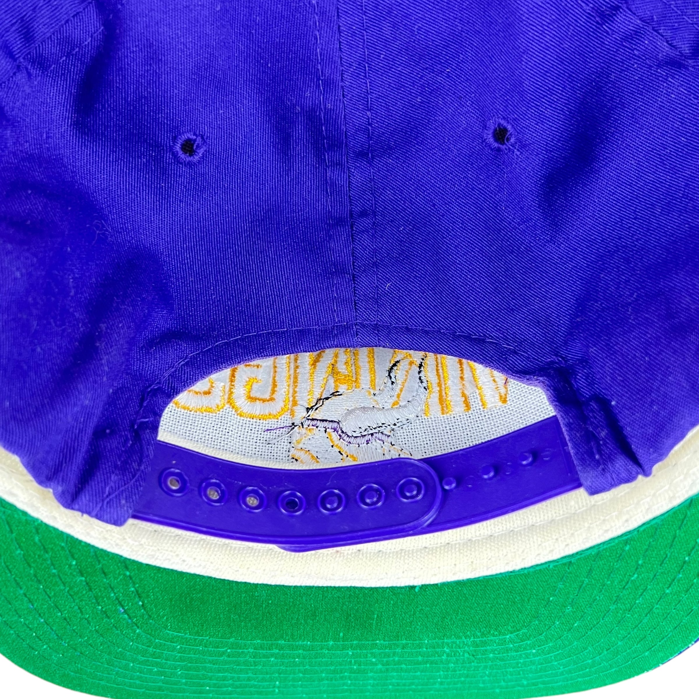 Vintage New Era Minnesota Vikings Spellout Logo SnapBack Purple