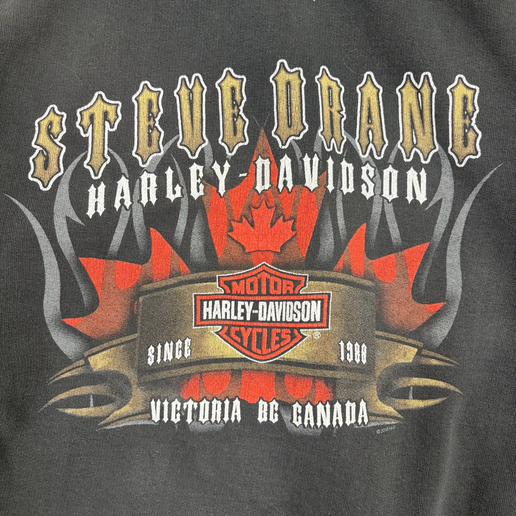 Vintage Harley Davidson Skull Zip Up Hoodie Black