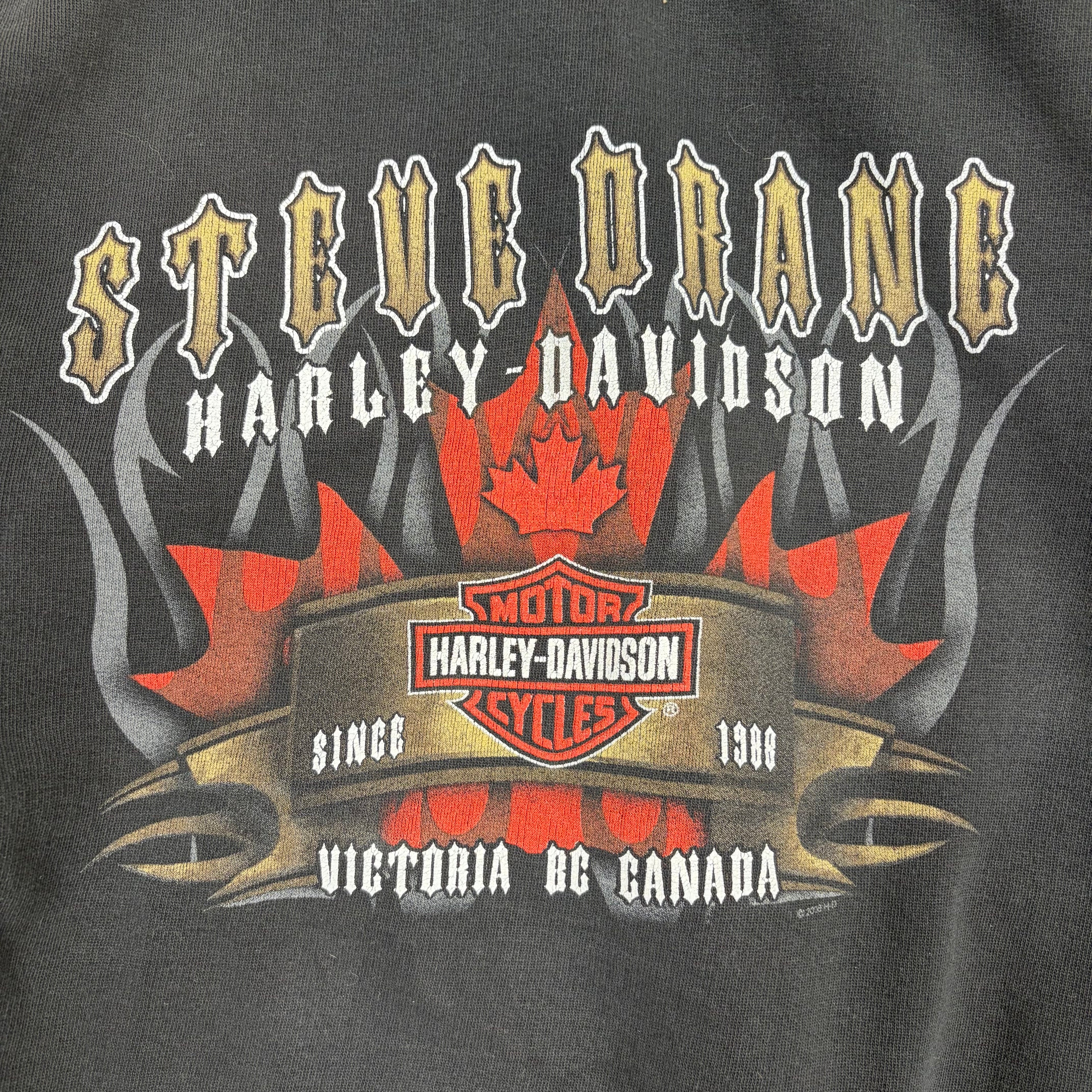 Vintage Harley Davidson Skull Zip Up Hoodie Black