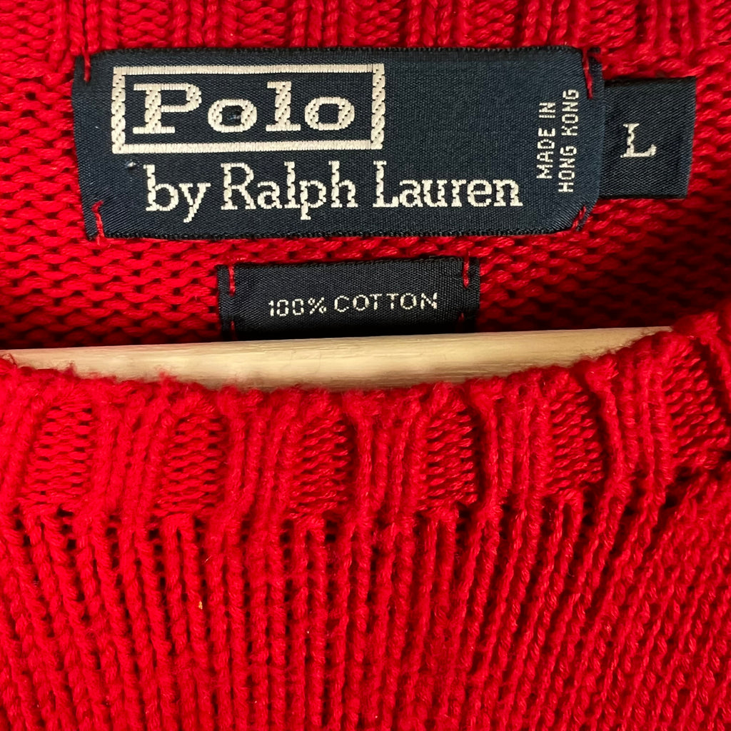 Vintage Polo By Ralph Lauren Embroidered Logo Knit Fire Red