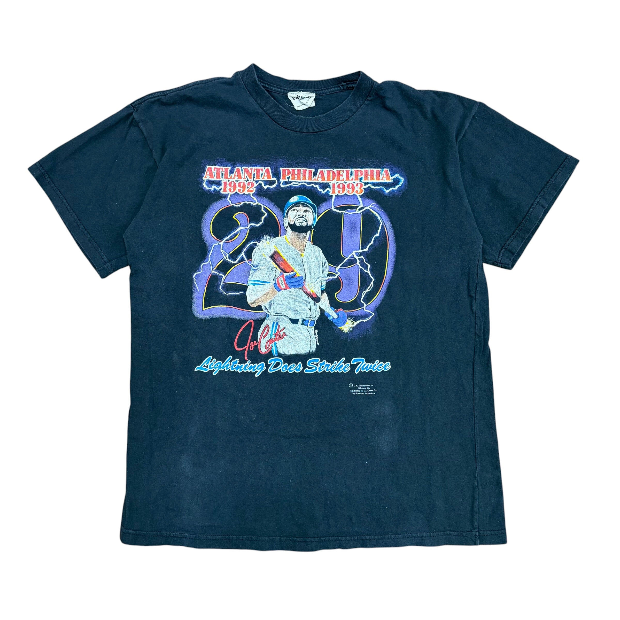 Vintage MLB Player Joe Carter “Lightning Does Strike Twice” Tee Black
