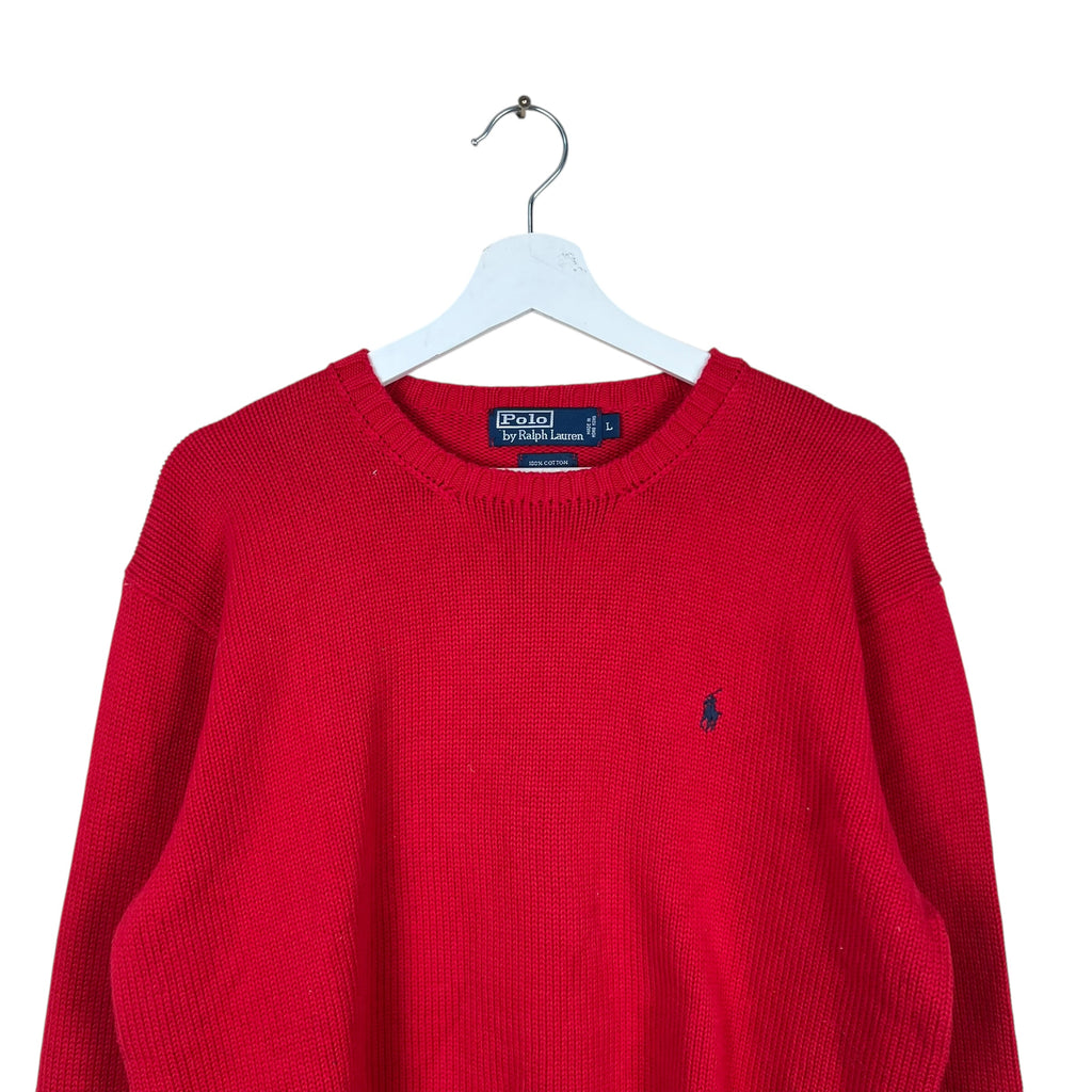 Vintage Polo By Ralph Lauren Embroidered Logo Knit Fire Red