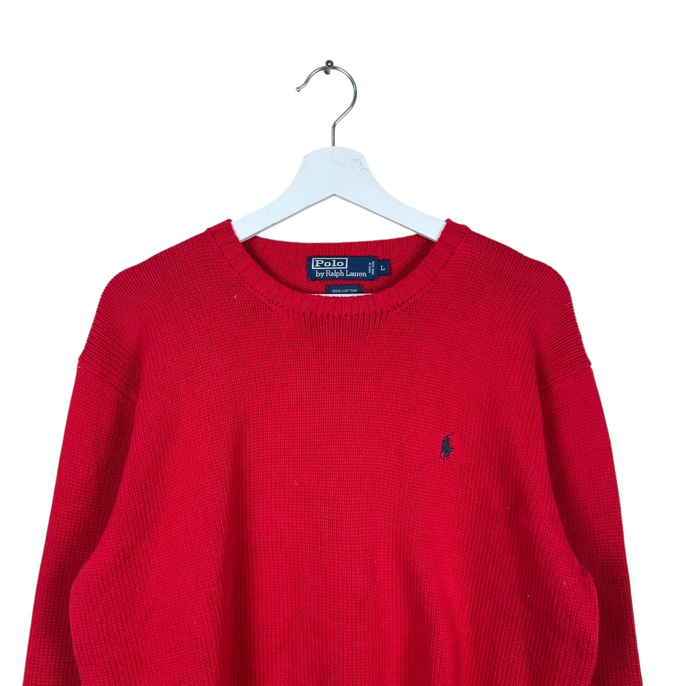 Vintage Polo By Ralph Lauren Embroidered Logo Knit Fire Red