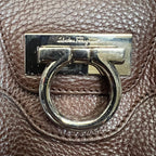 Salvatore Ferragamo Gancini Shoulder Satchel Brown