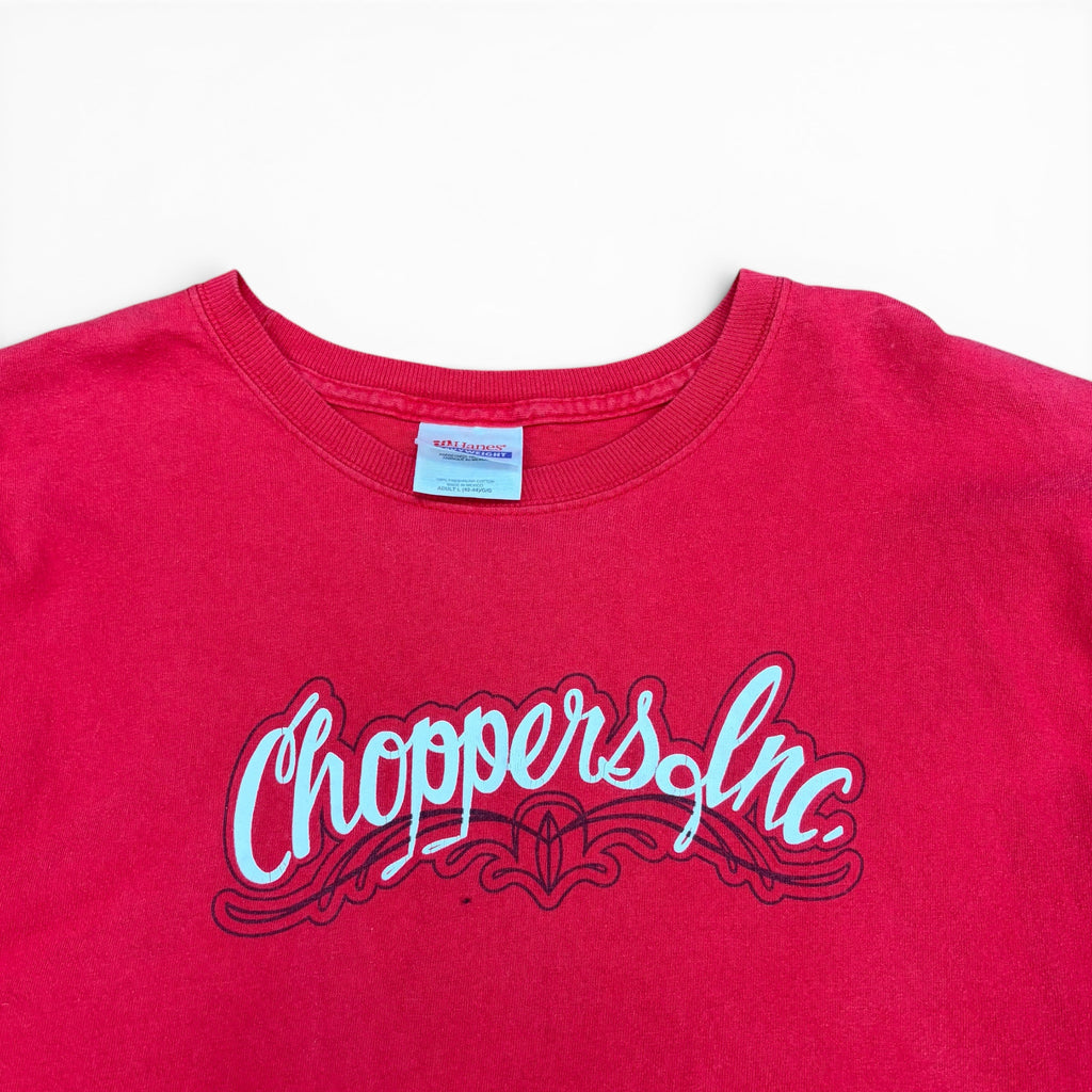 Vintage Choppers Inc. Flaming Logo Tee Red
