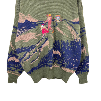 Vintage Bronzini Hiker Graphic Knit Green