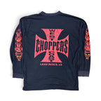 Vintage Y2K West Coast Choppers Red Flame Long Sleeve Black