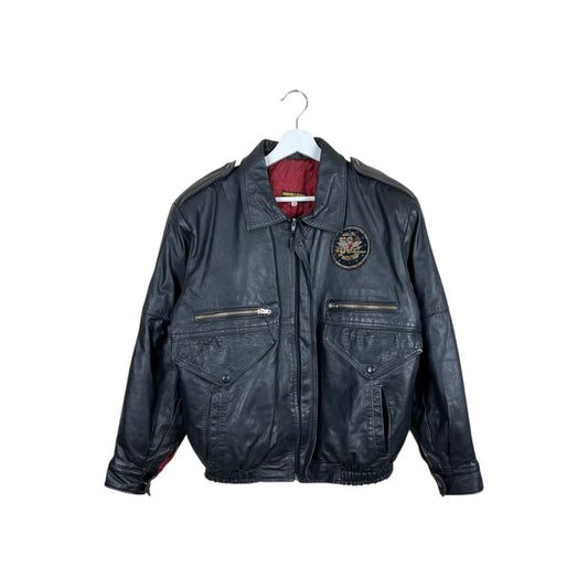 Vintage 50th Anniversary Aviator Leather Jacket Black