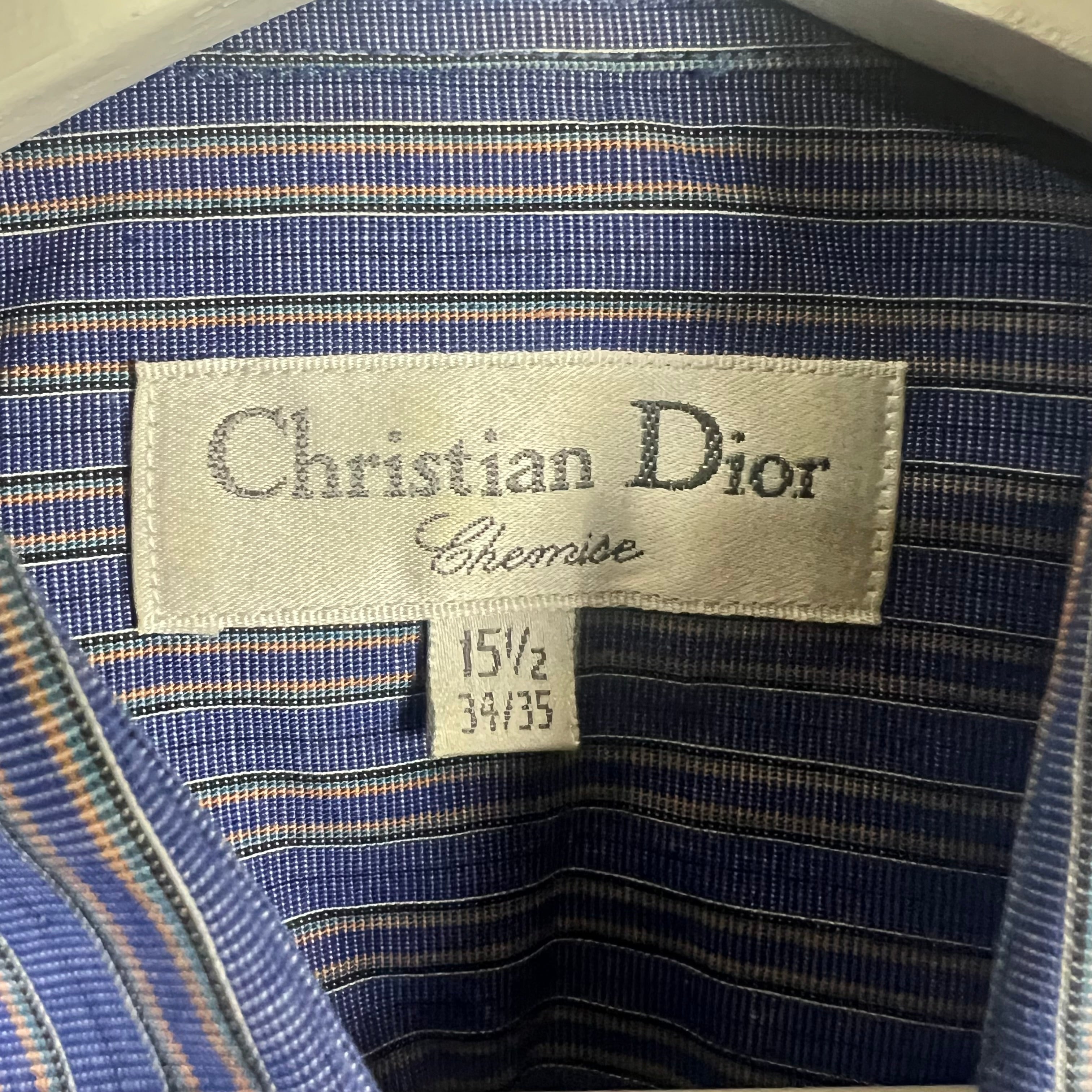 Christian Dior Striped Dress Shirt Blue