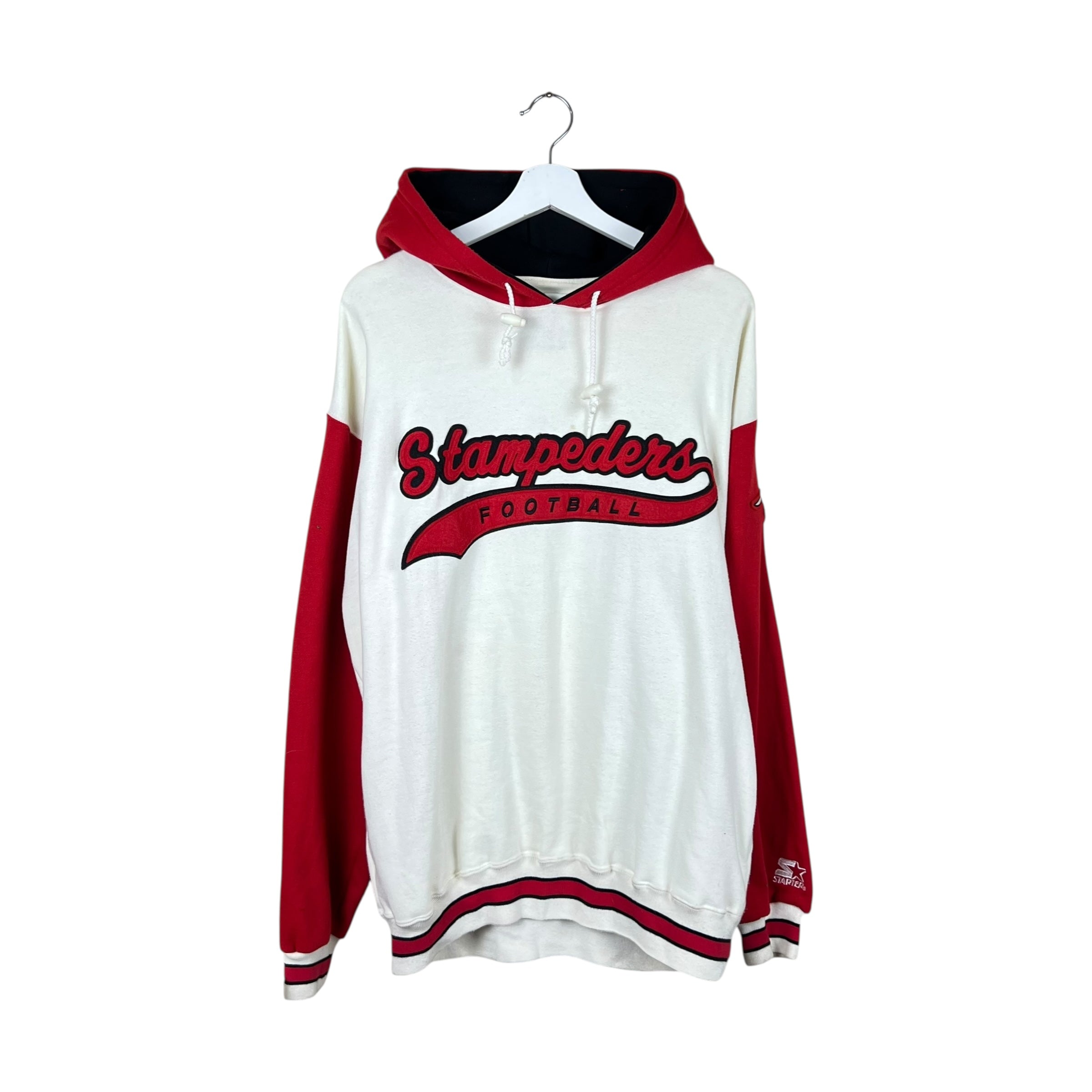 Vintage Starter CFL Calgary Stampeders Script Logo Hoodie Red/White