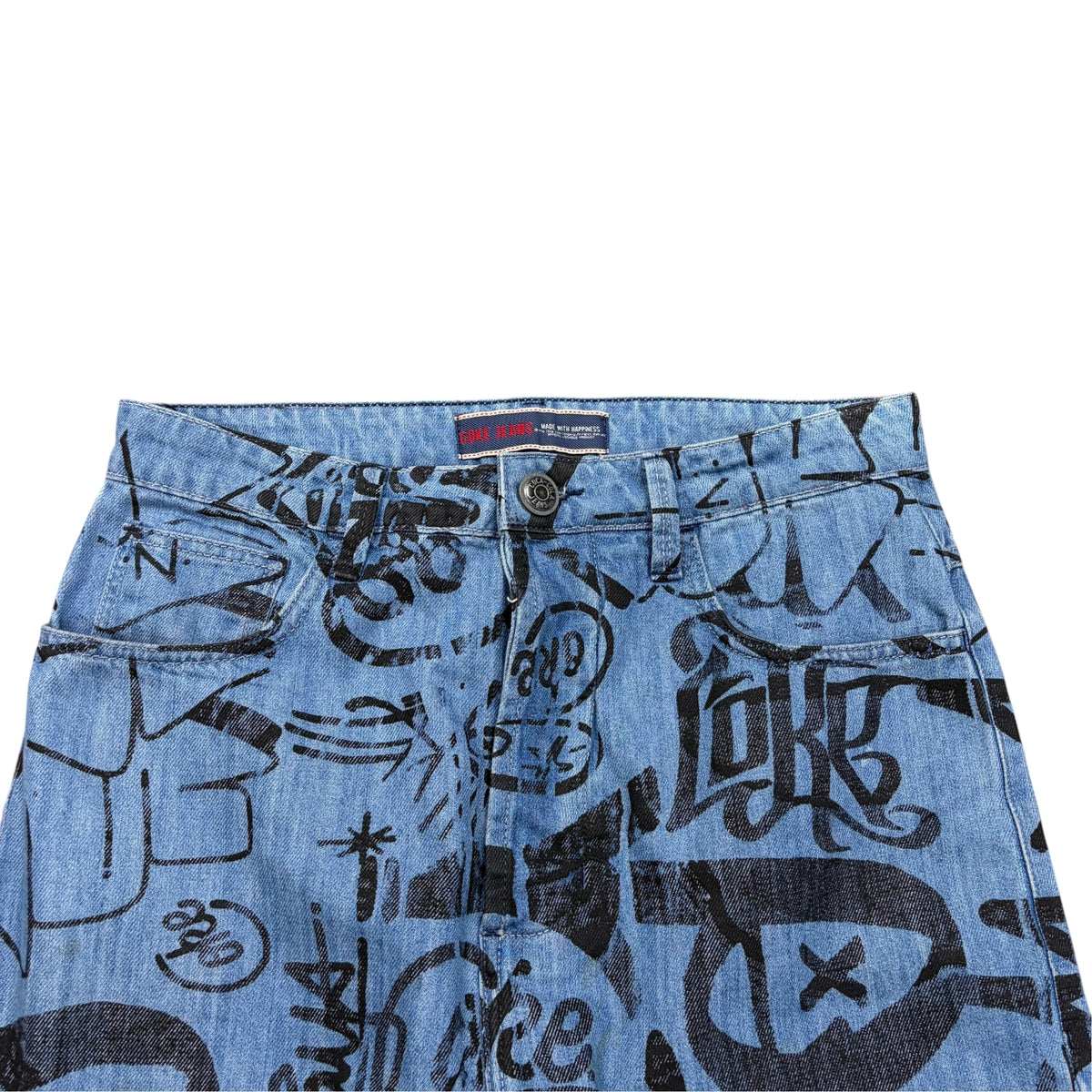 Vintage Coca-Cola Graffiti Print Relaxed Jeans