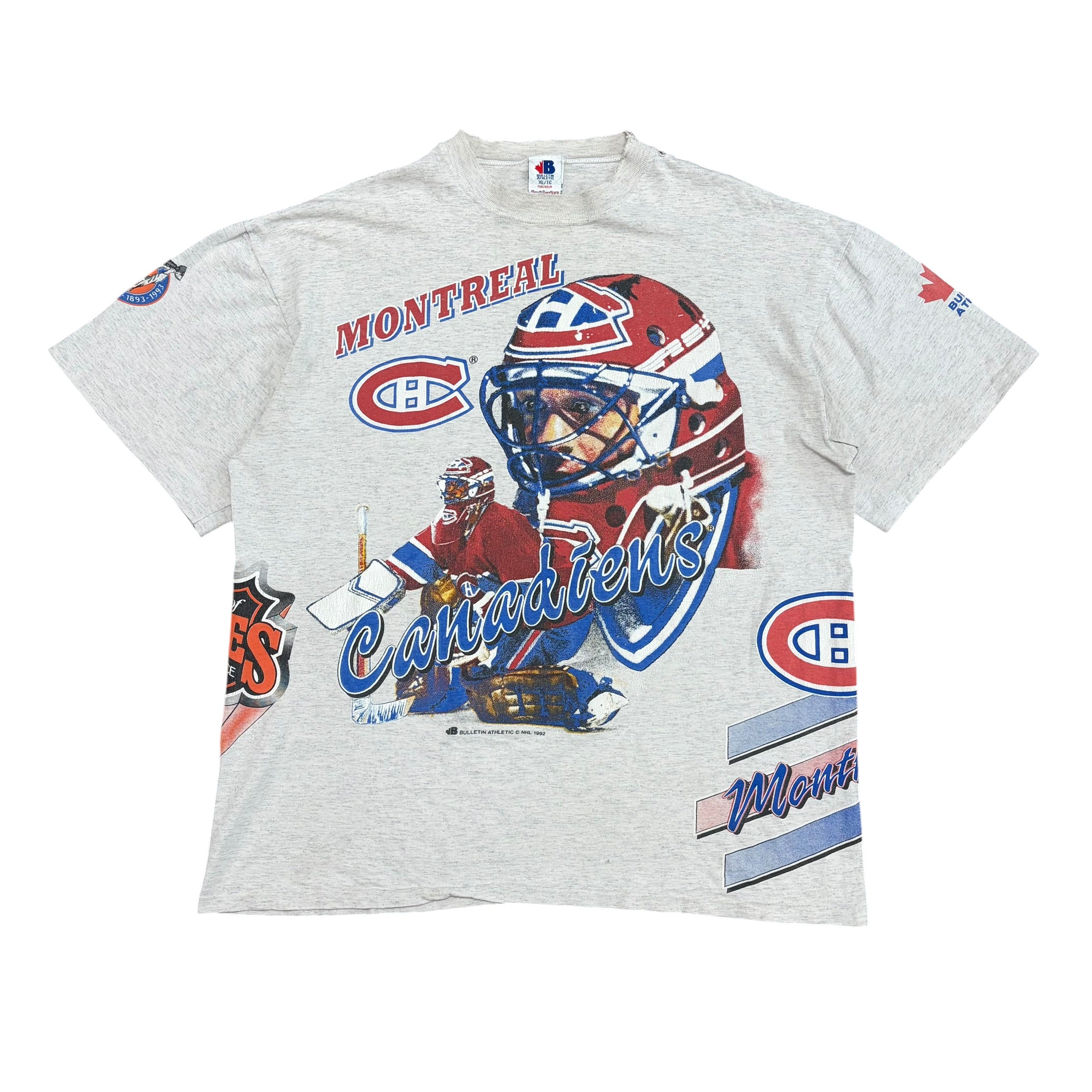 1992 Bulletin Athletic NHL Montreal Canadiens AOP Tee Heather Grey