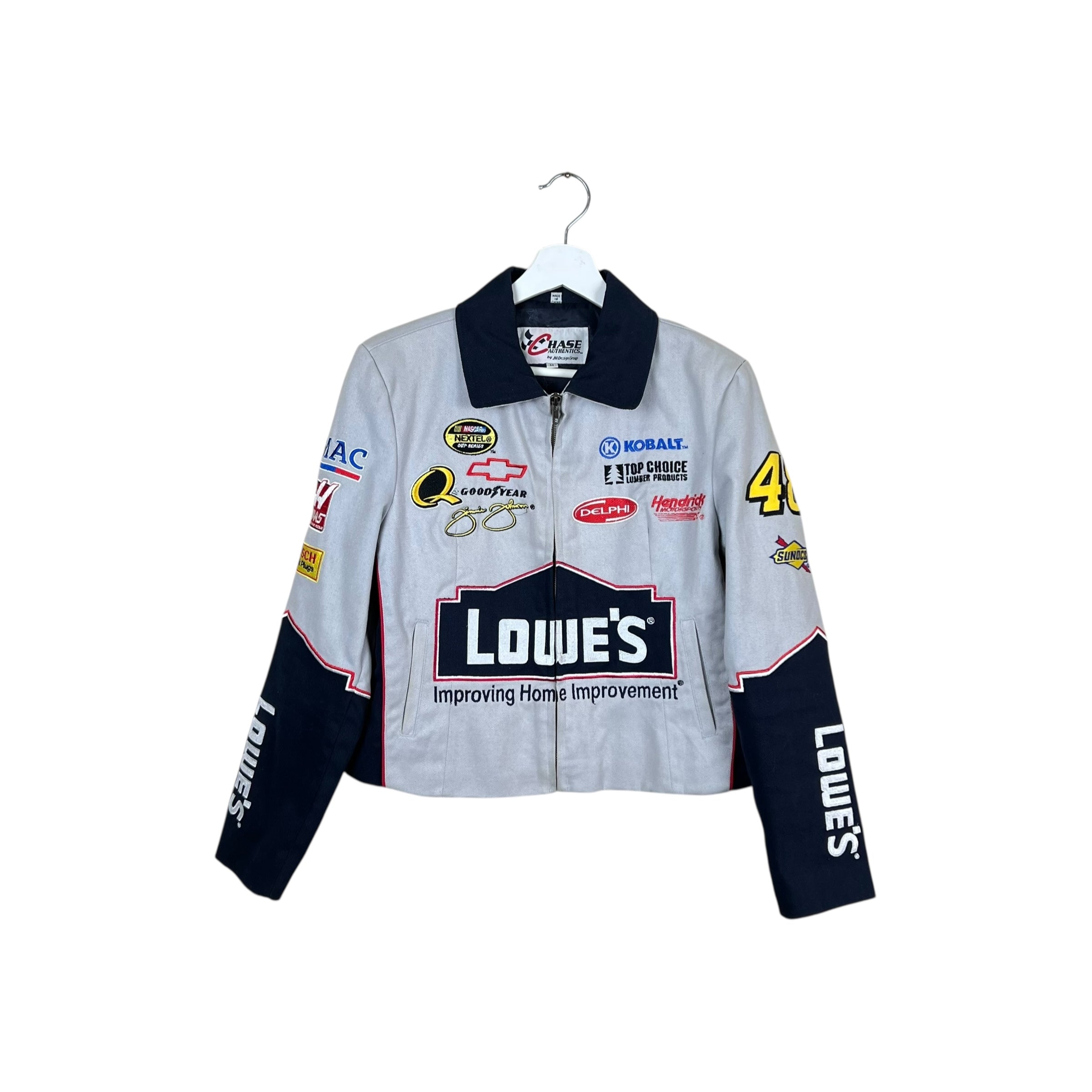 Vintage Chase Authentics Women’s NASCAR Jimmy Johnson Lowe’s Cropped Racing Jacket