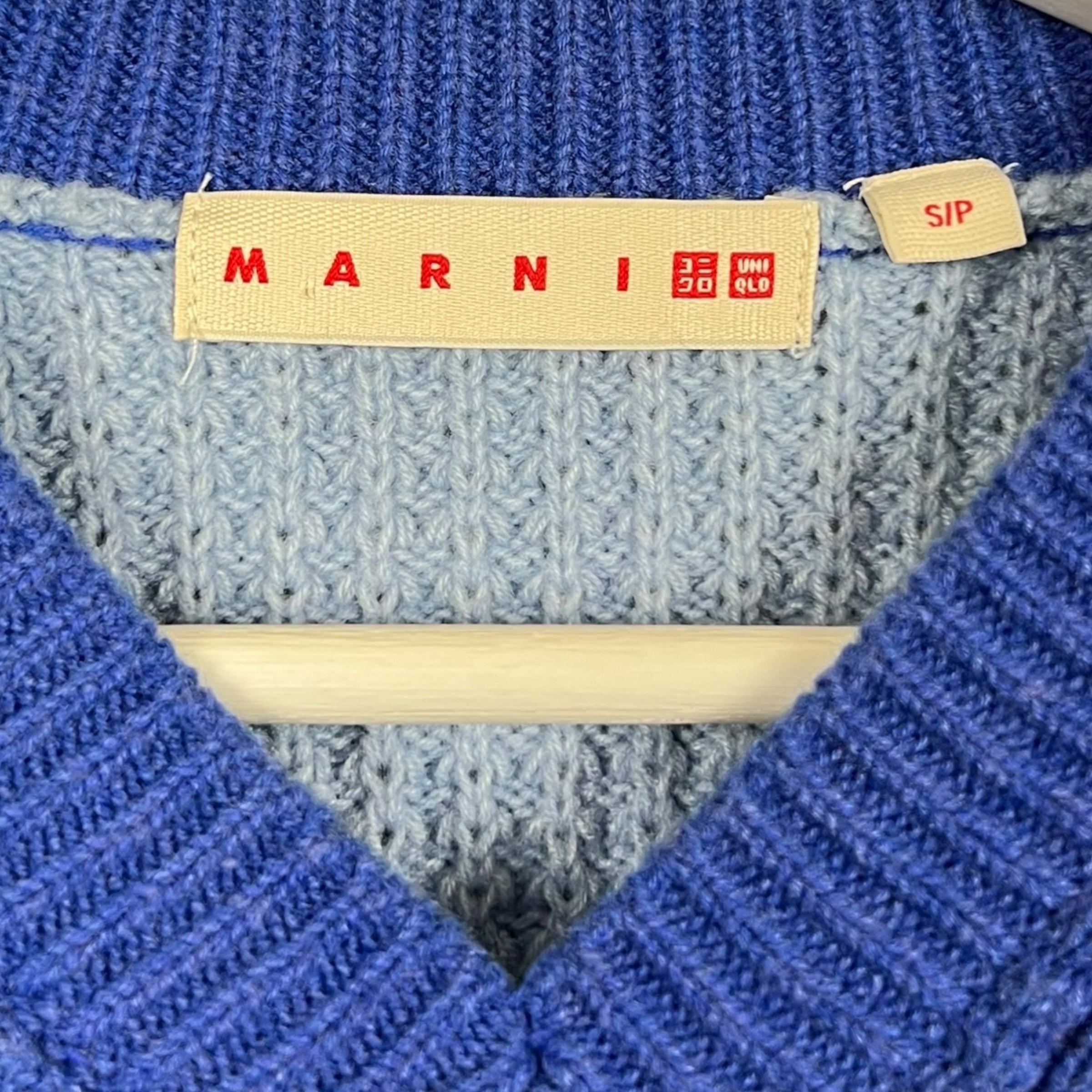 Marni x Uniqlo Popcorn V-Neck Knit Blue